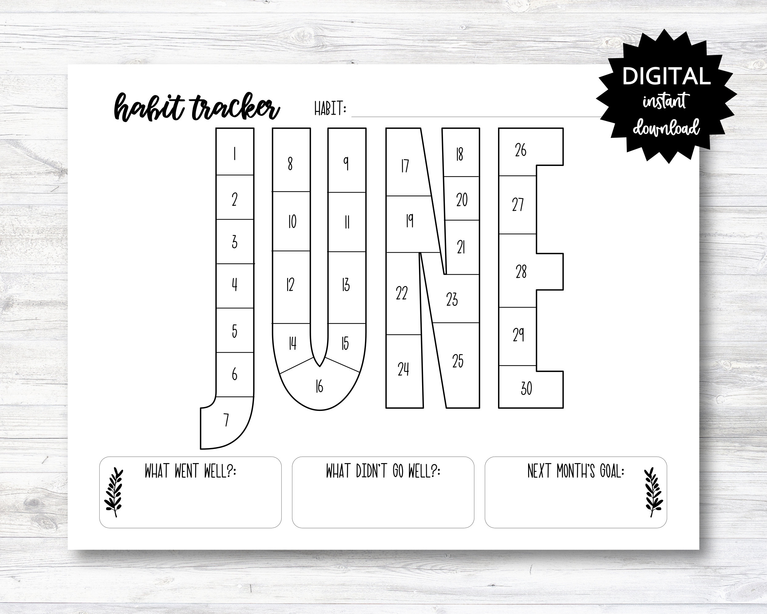 Juni Habit Tracker Coloring Sheet, Month Habit Tracker Coloring inside Coloring Habit Tracker Printable