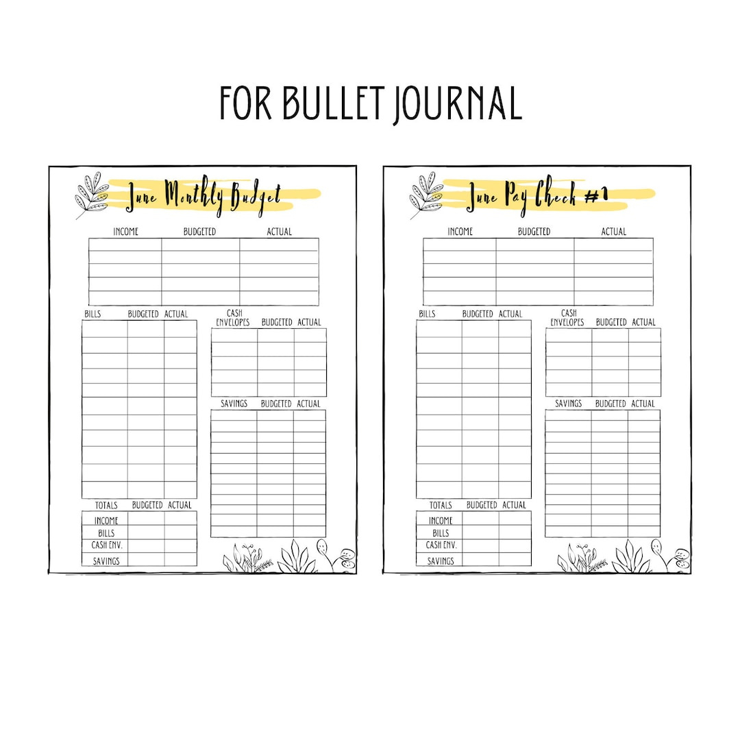 Juni Monatlicher Minimal Budget Planer | Bullet Journal | Budget Organizer  | Einkommens-Tracker | Bill Tracker | Debt Tracker | Spar-Tracker - Etsy.de inside Spending Tracker Bullet Journal Printable