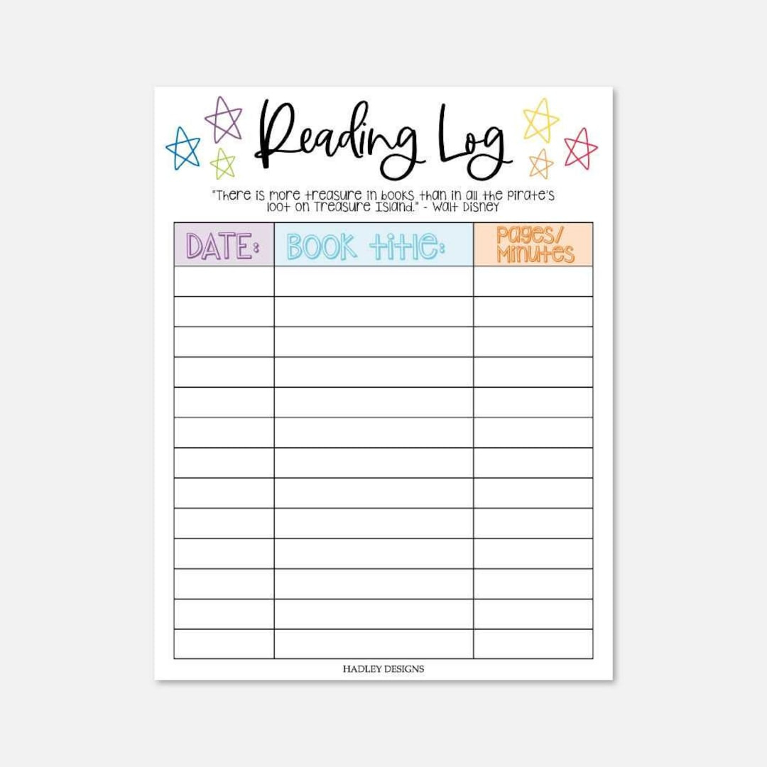 Kids Reading Log Printable, Printable Reading Log For Kids inside Reading Log Printables