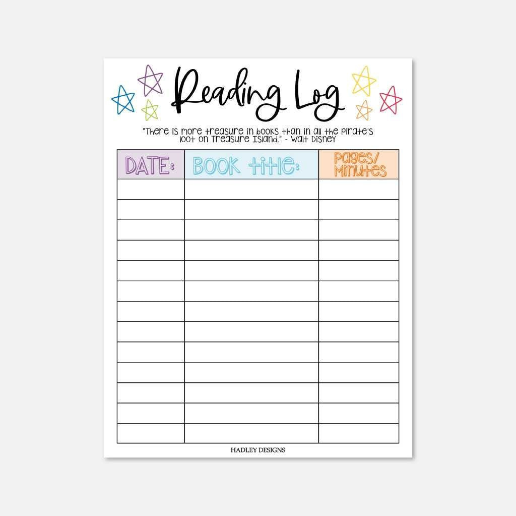 Kids Reading Log Printable, Printable Reading Log For Kids intended for Cute Reading Log Printable