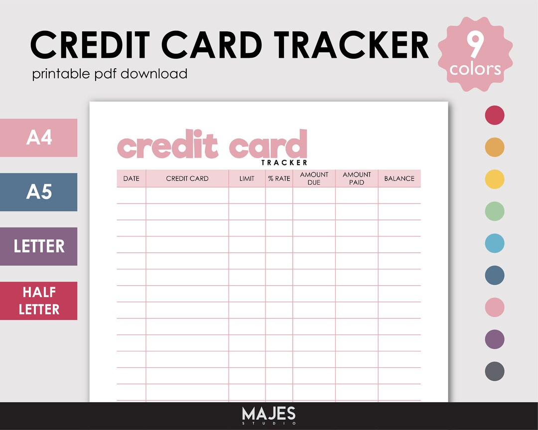 Kreditkarten Tracker, Kreditkarten Planer, Debt Free Reise throughout Credit Card Tracker Printable