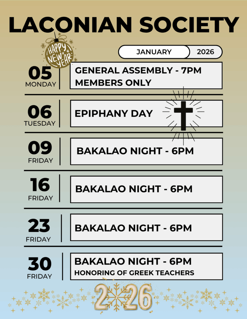 Laconian Society Of West Florida, Inc. – 1700 Drew Street, Suite 6 for Tarpon Springs Epiphany 2026 Schedule Printable