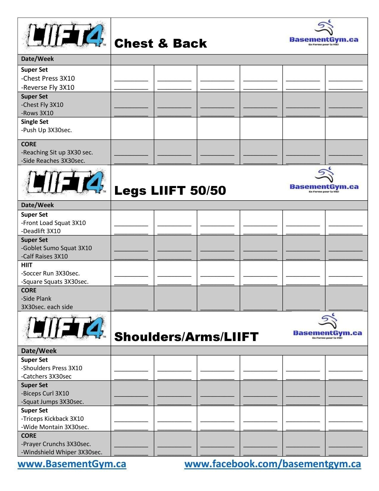 Lift 4 Workout Sheets regarding Liift4 Weight Progression Tracker Printable