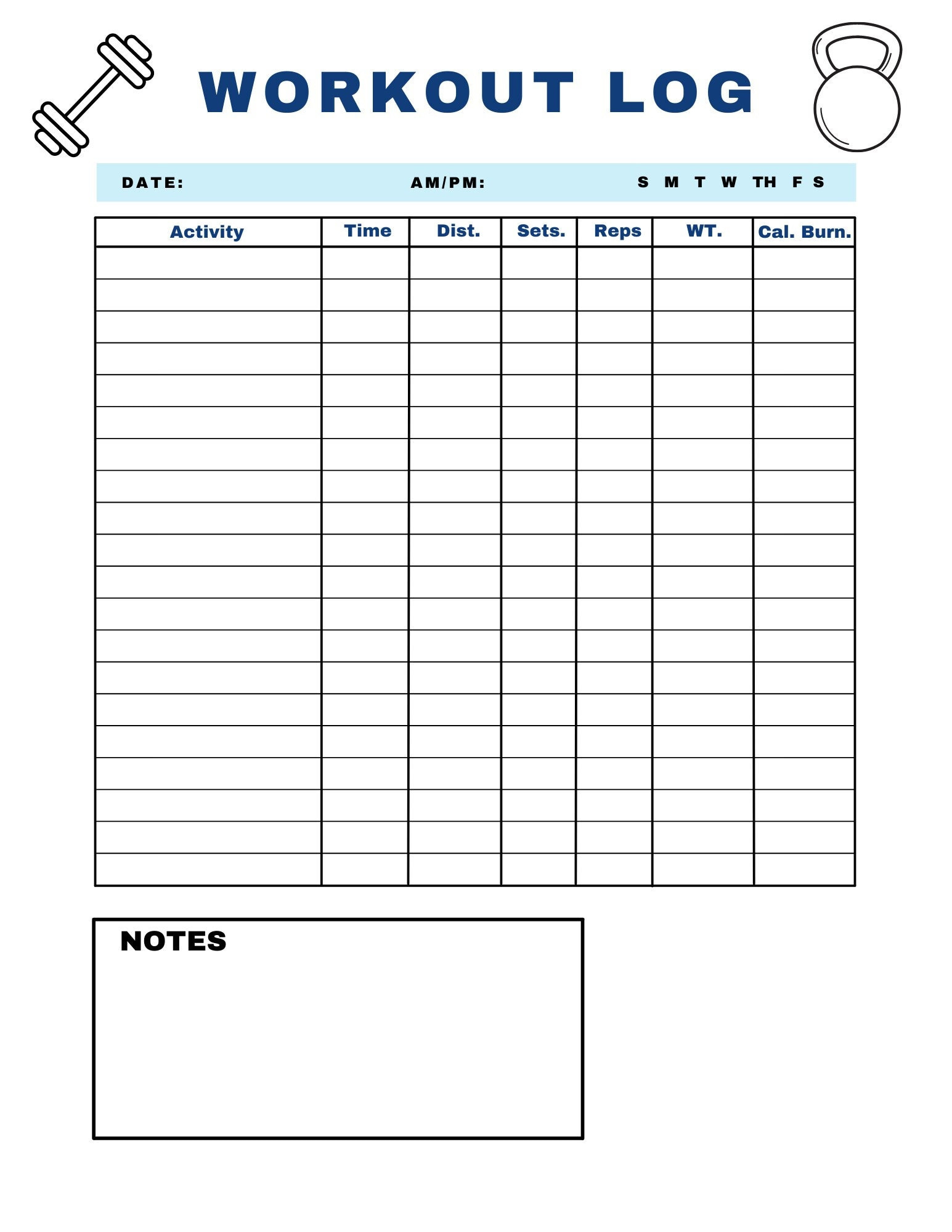 Log Template Free Workouts Workout Log, Exercise Log, Fitness pertaining to Printable Exercise Tracking Sheet