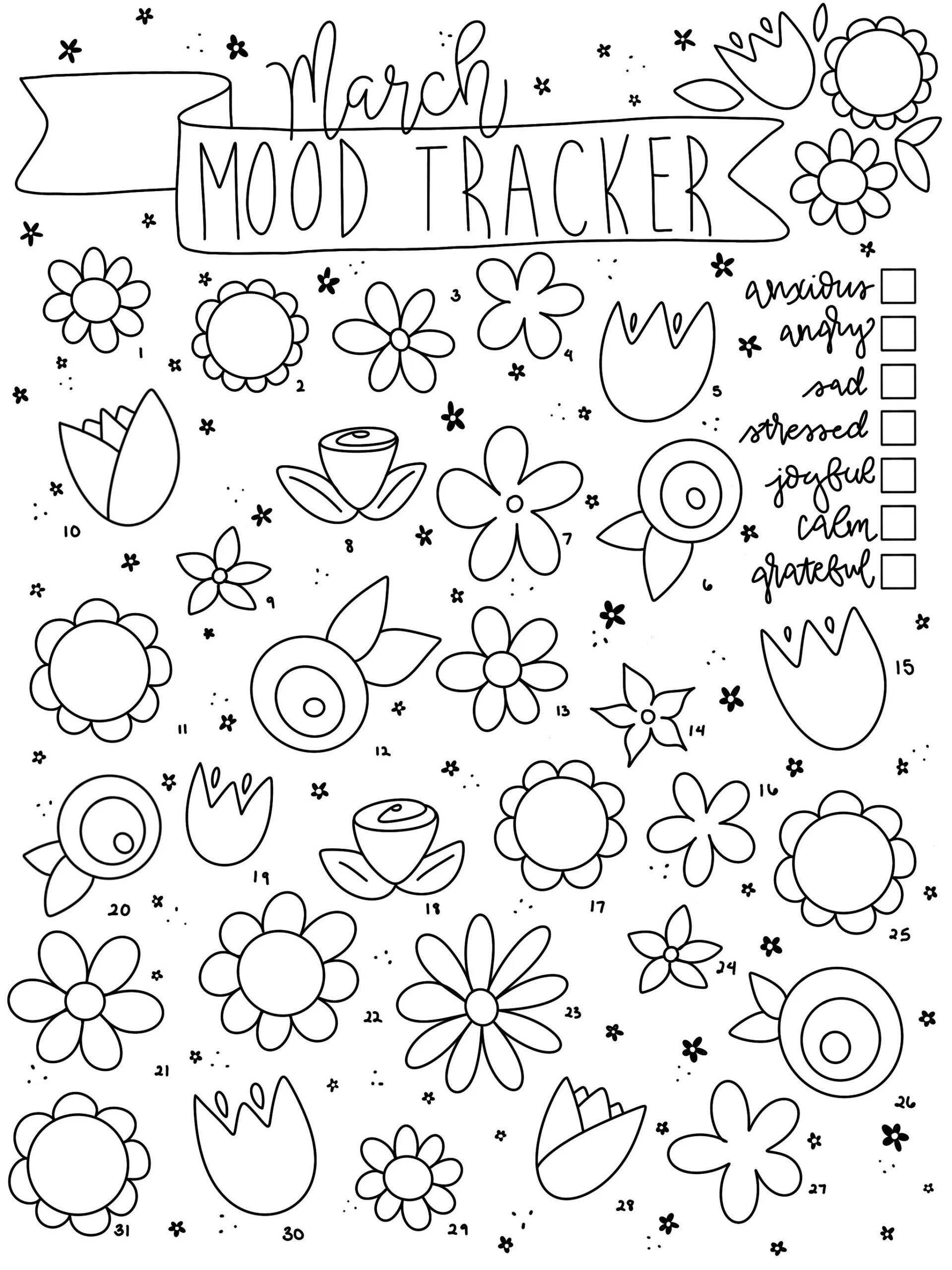 March Mood Tracker - Flowers — Amy Barker Willers in Flower Mood Tracker Printable