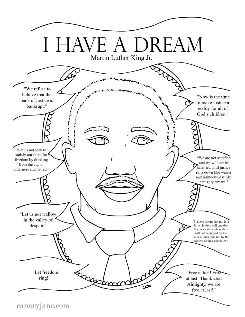 Martin Luther King Jr. Day For Kids + Free Printable – Canary Jane inside Free Printable Mlk Day Coloring Pages