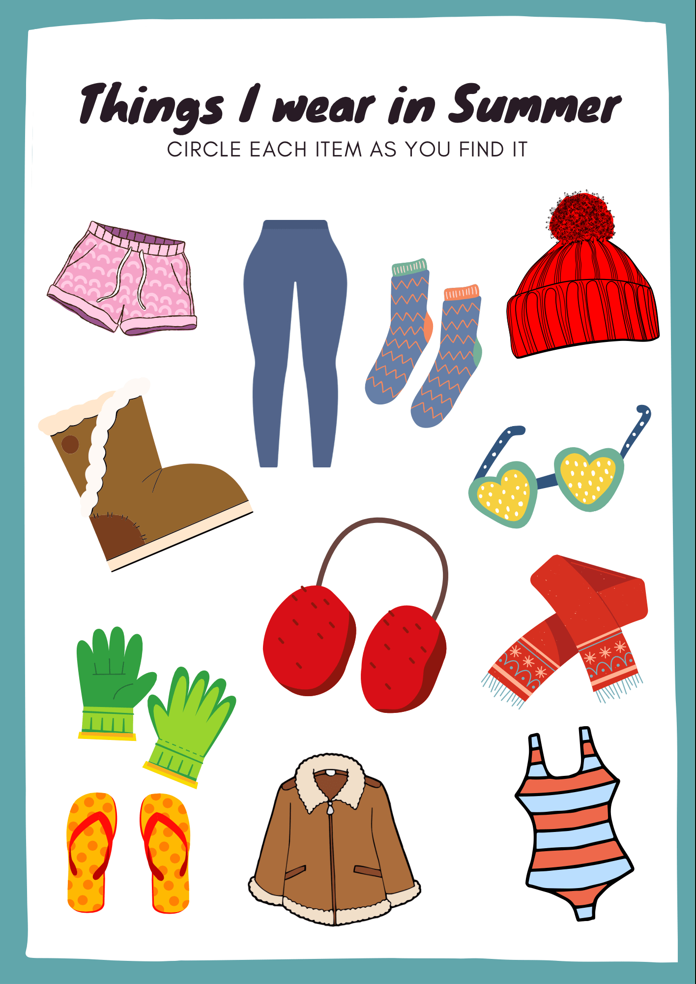 Mash &amp;gt; Clothes / Éadaí &amp;gt; What I Wear In Winter/Summer Worksheet regarding Printable Summer And Winter Clothes