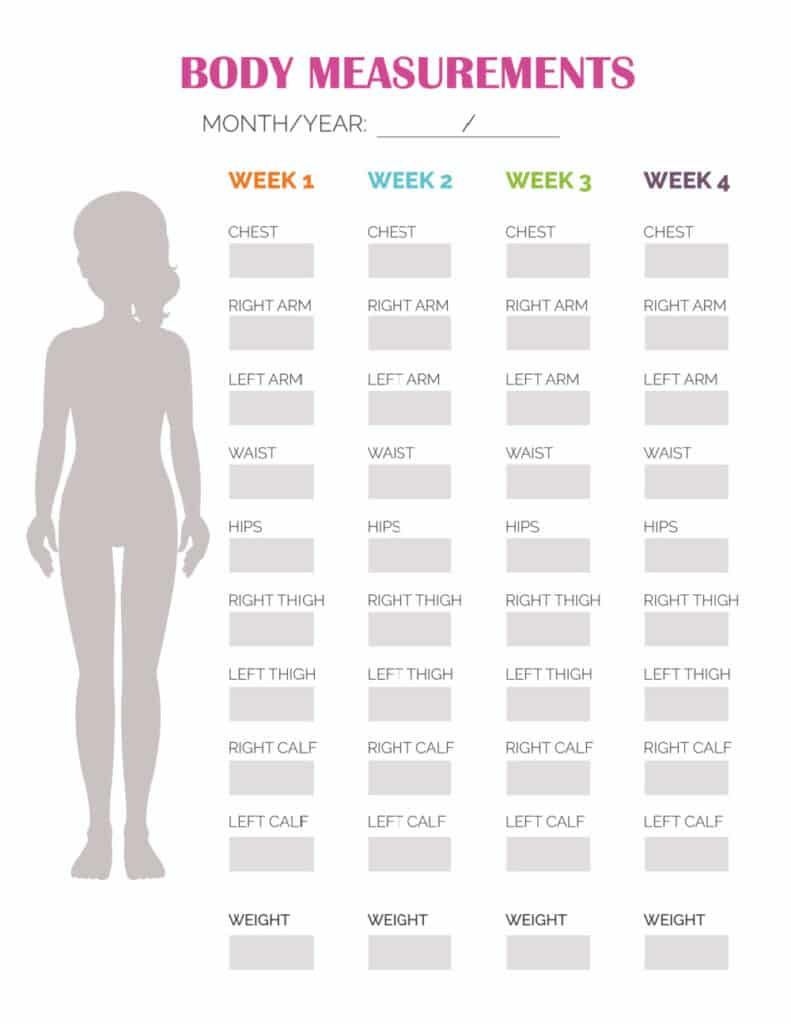 Measurements Chart Pdf Printable Workout Measurements Tracker with Free Printable Measurement Tracker