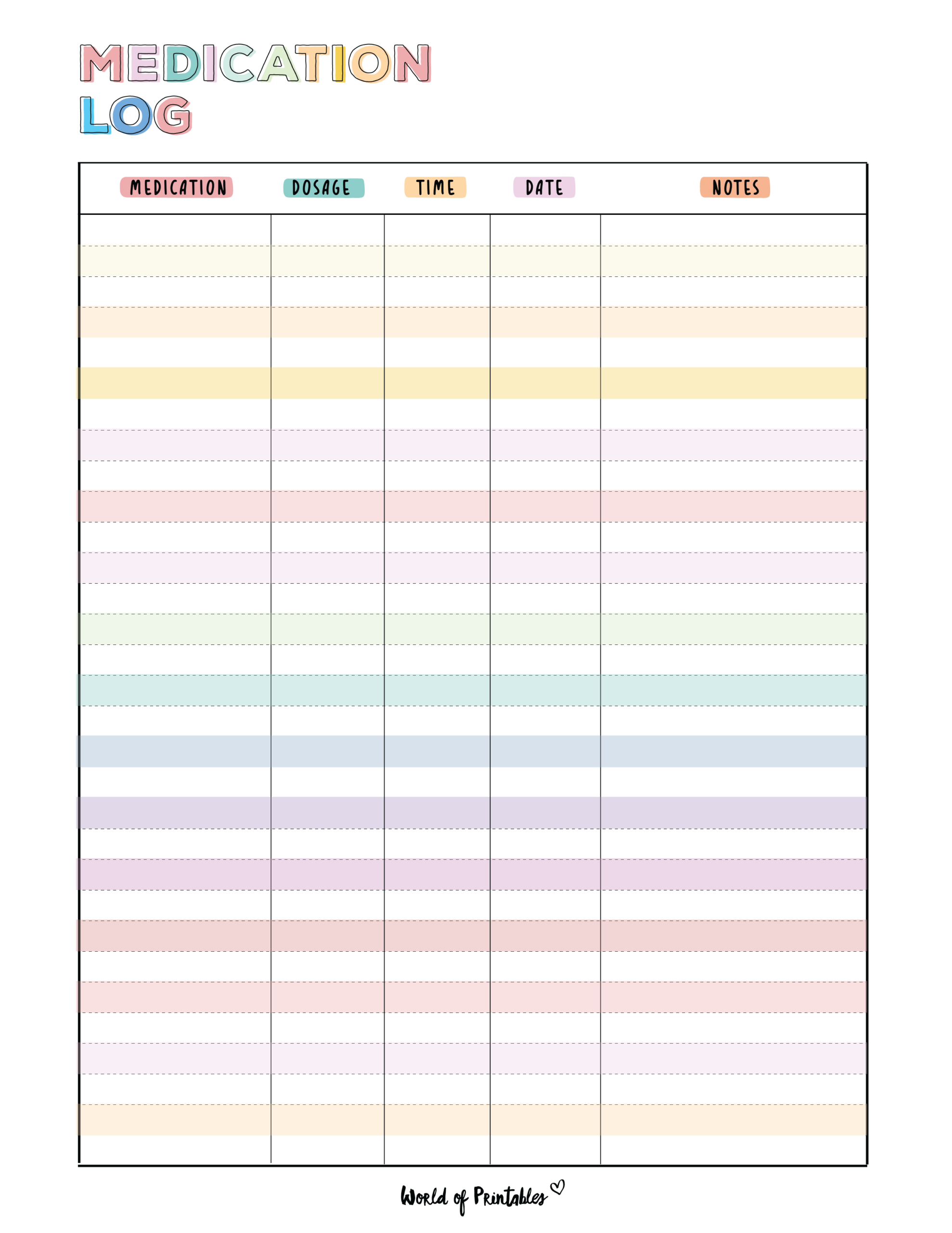 Medication Log - 8 Of The Best Templates - World Of Printables inside Free Printable Medication Tracker