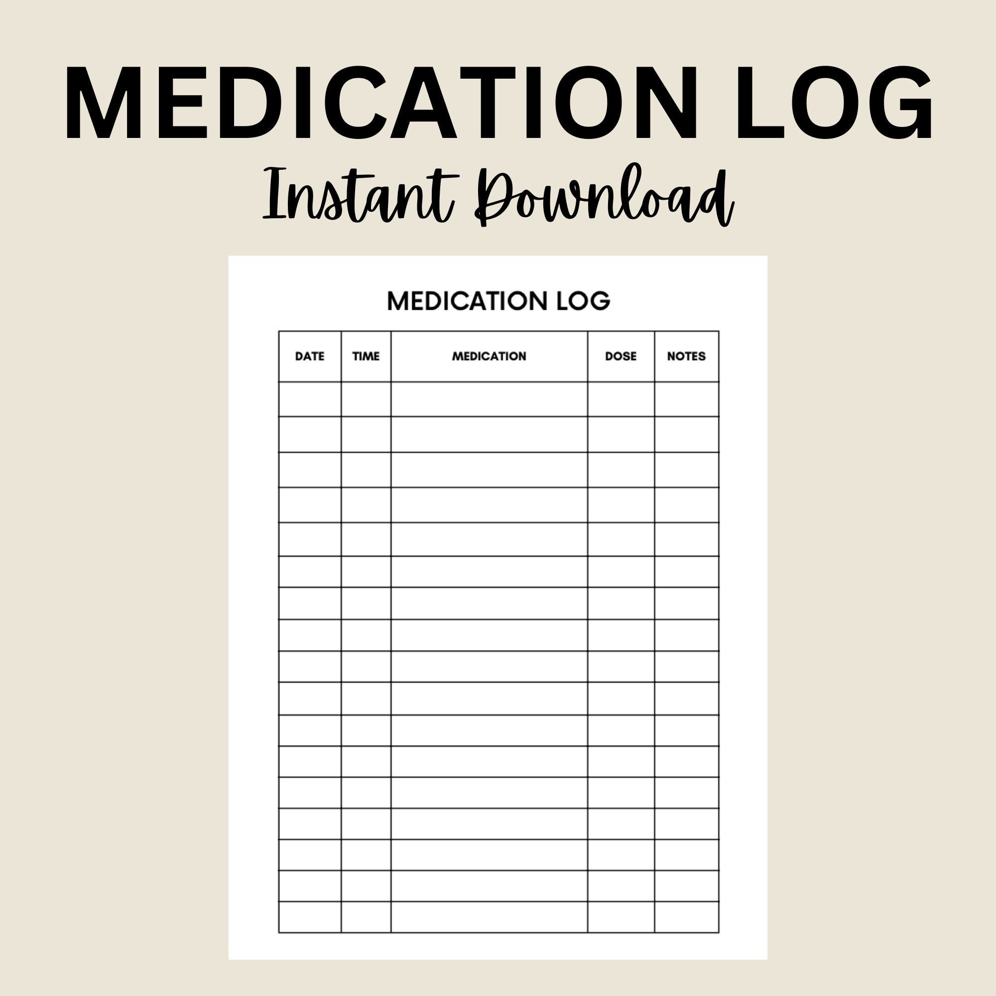 Medication Log Printable | Daily Tracker, Medication Chart (Pdf with regard to Daily Medication Tracker Printable