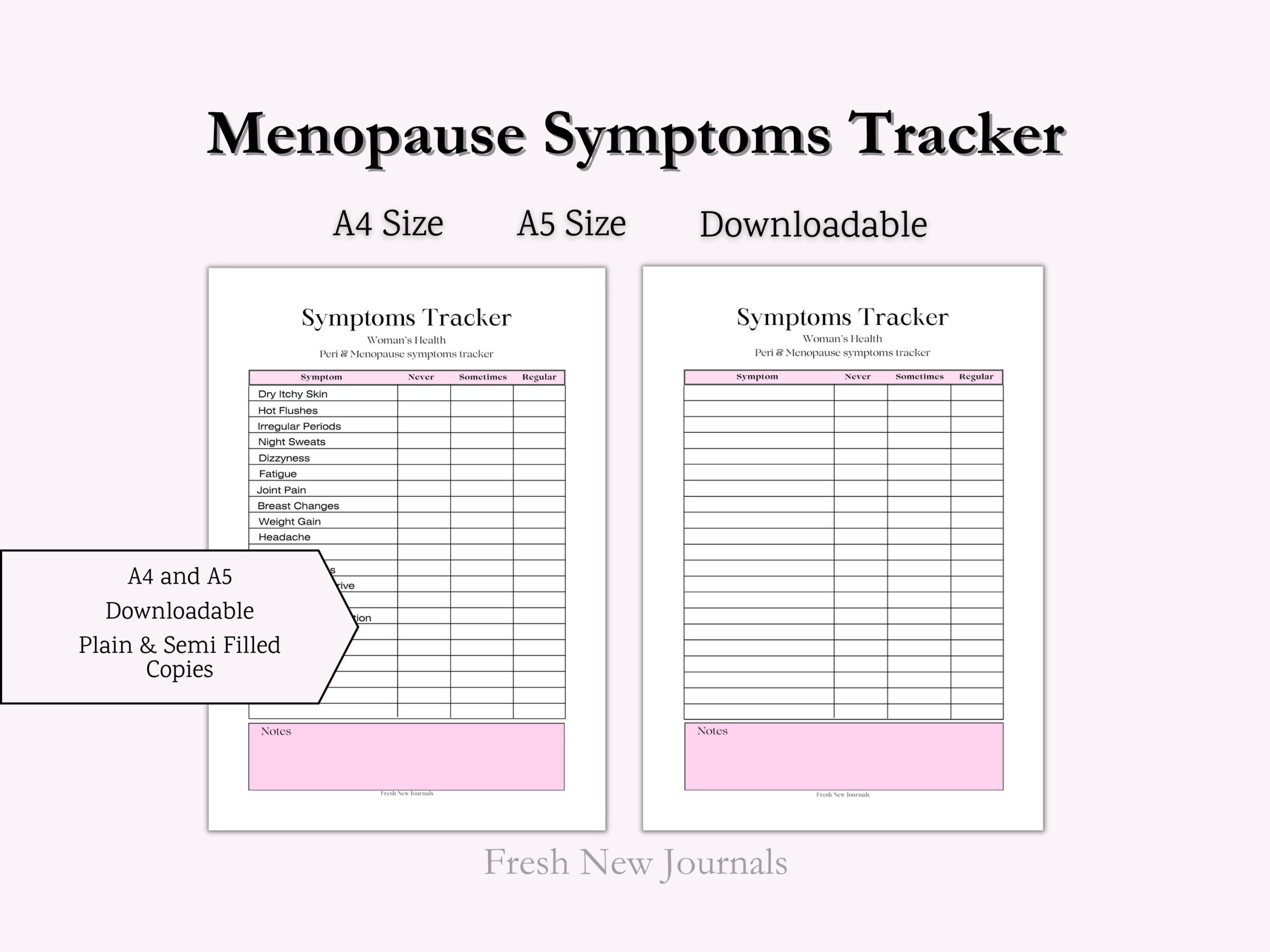 Menopause Symptoms Tracker: Printable Health Journal (A4/A5 Pdf pertaining to Menopause Symptom Tracker Printable