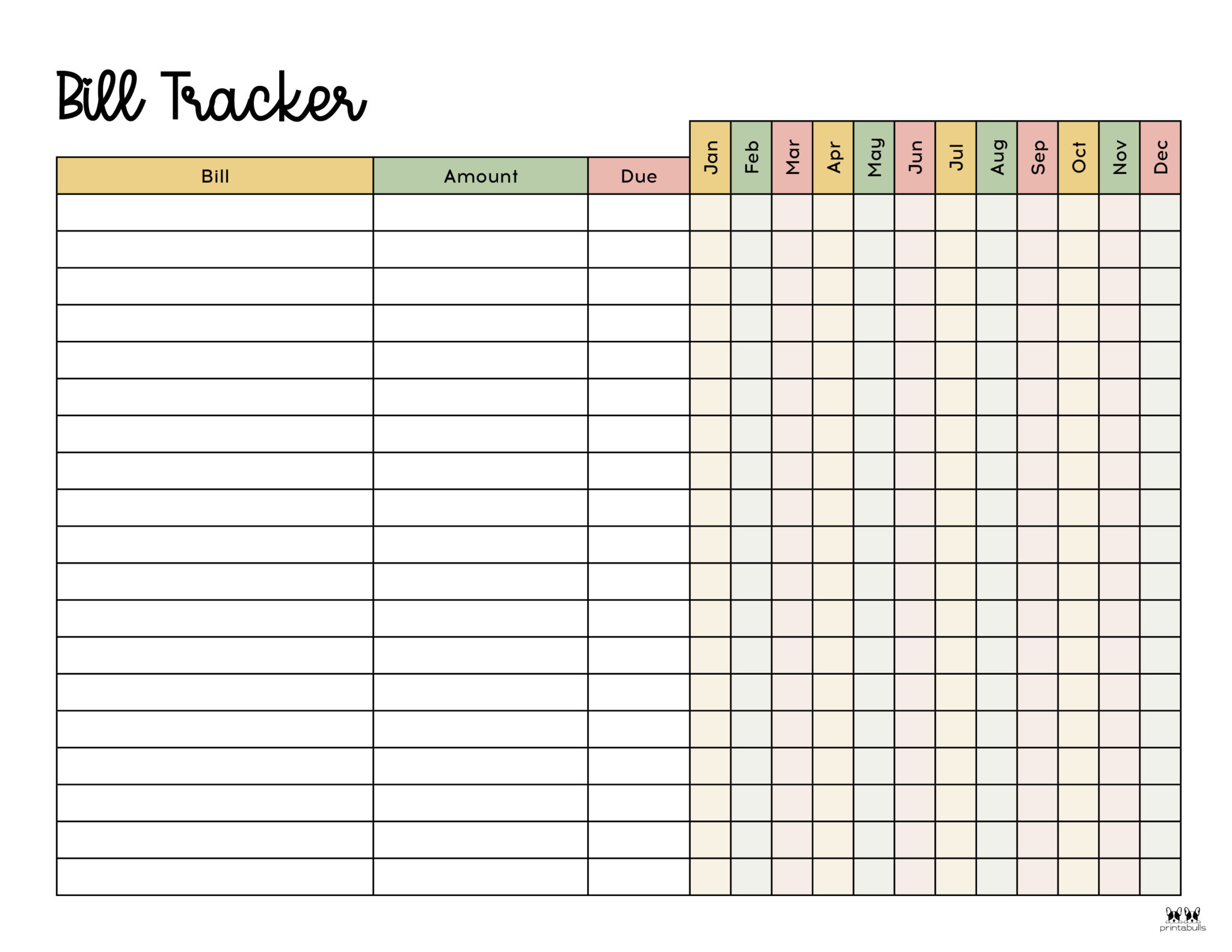 Monthly Bill Organizer Free Printable - Printable Party Favors intended for Bill Tracker Printable Free