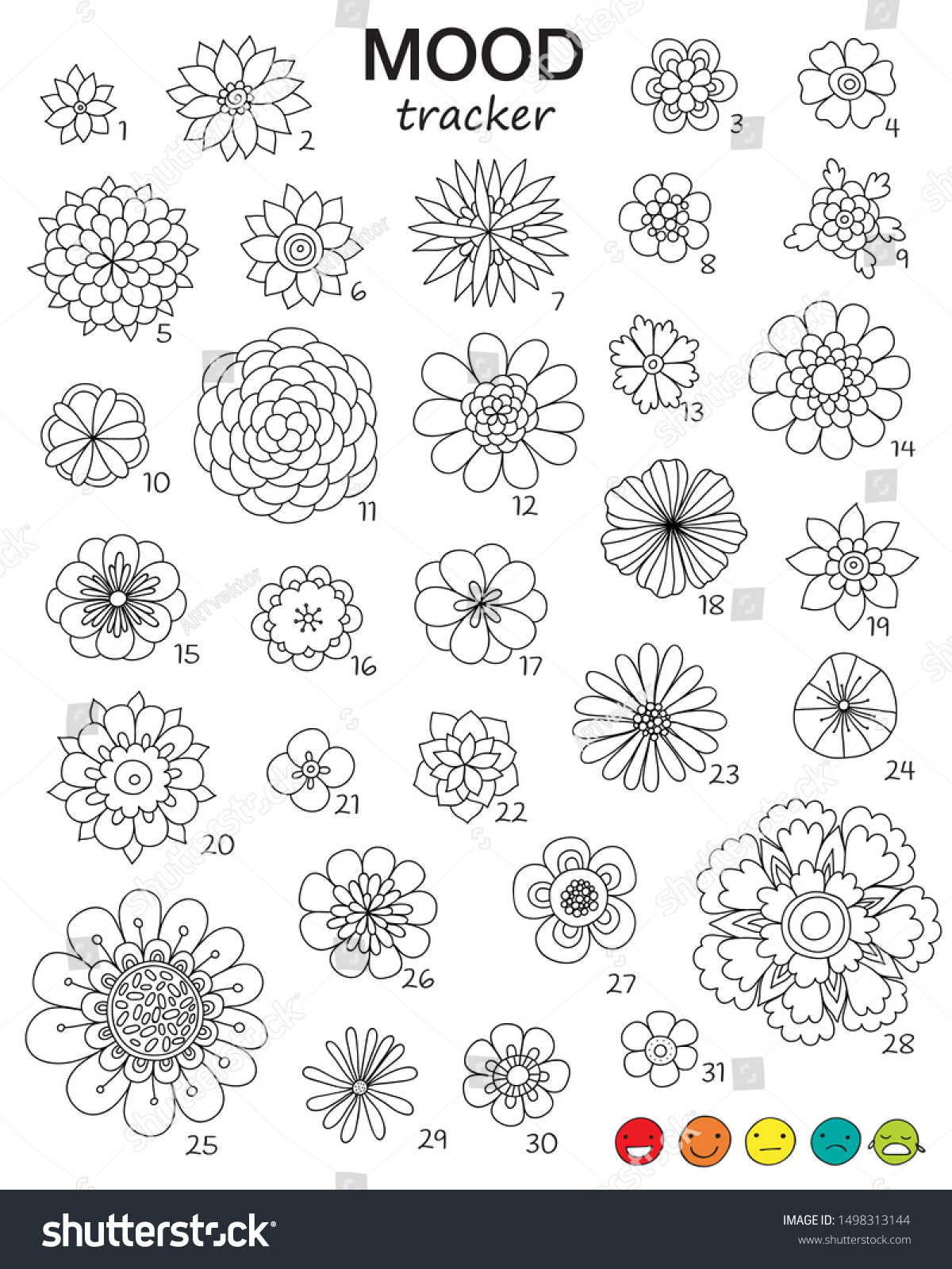 Mood Tracker Flower: Over 45 Royalty-Free Licensable Stock with Flower Mood Tracker Printable
