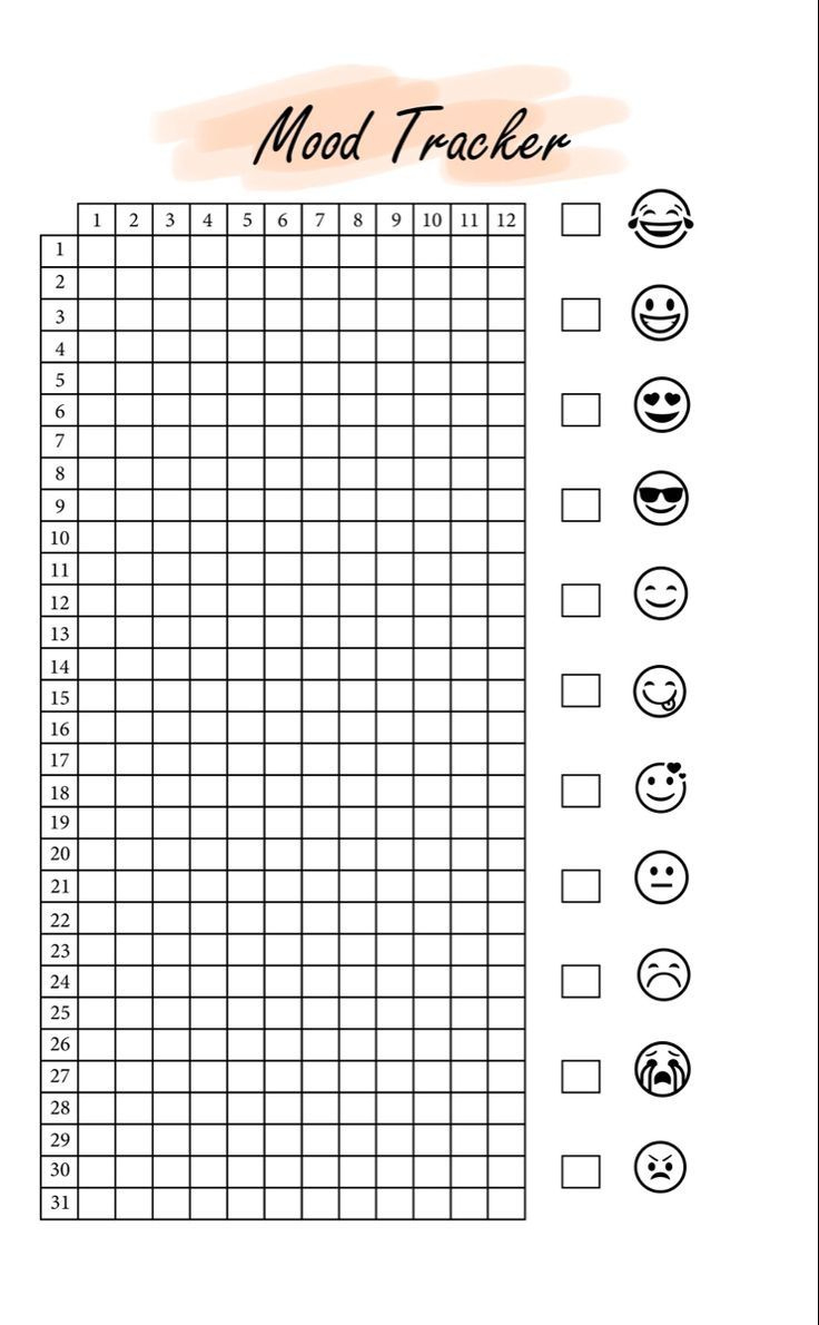 Mood Tracker Printable Worksheet pertaining to Bullet Journal Mood Tracker Printable