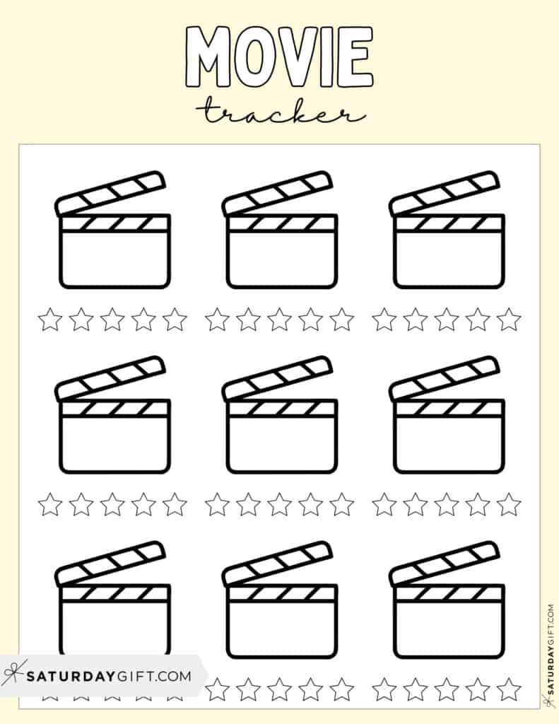 Movie Tracker Templates — 25 Cute Free Printables | Saturdaygift in Free Movie Tracker Printable