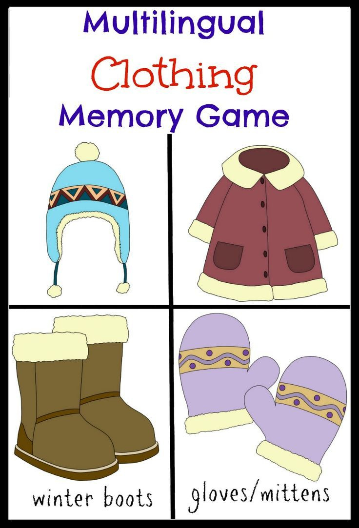 Multilingual Printables: Clothing Memory Game - Multicultural Kid inside Winter Clothes Printables Preschool