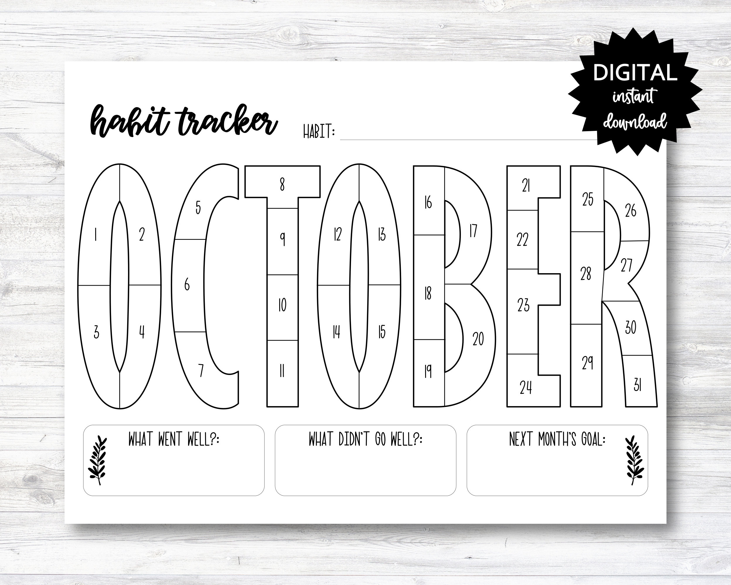 Oktober Habit Tracker Coloring Sheet, Month Habit Tracker Coloring with regard to Coloring Habit Tracker Printable