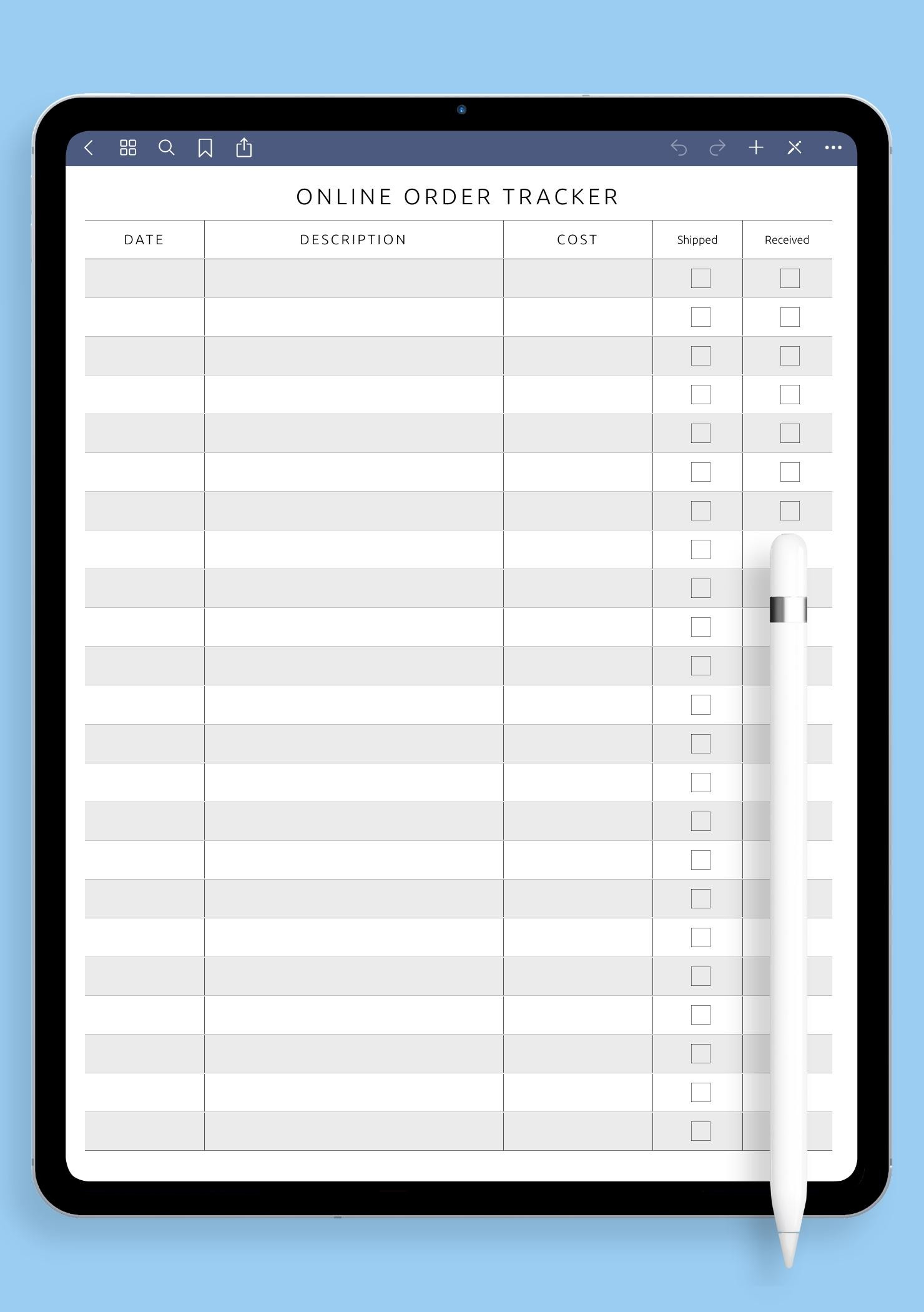 Online Order Tracker Template Pdf For Easy Tracking within Online Order Tracker Printable