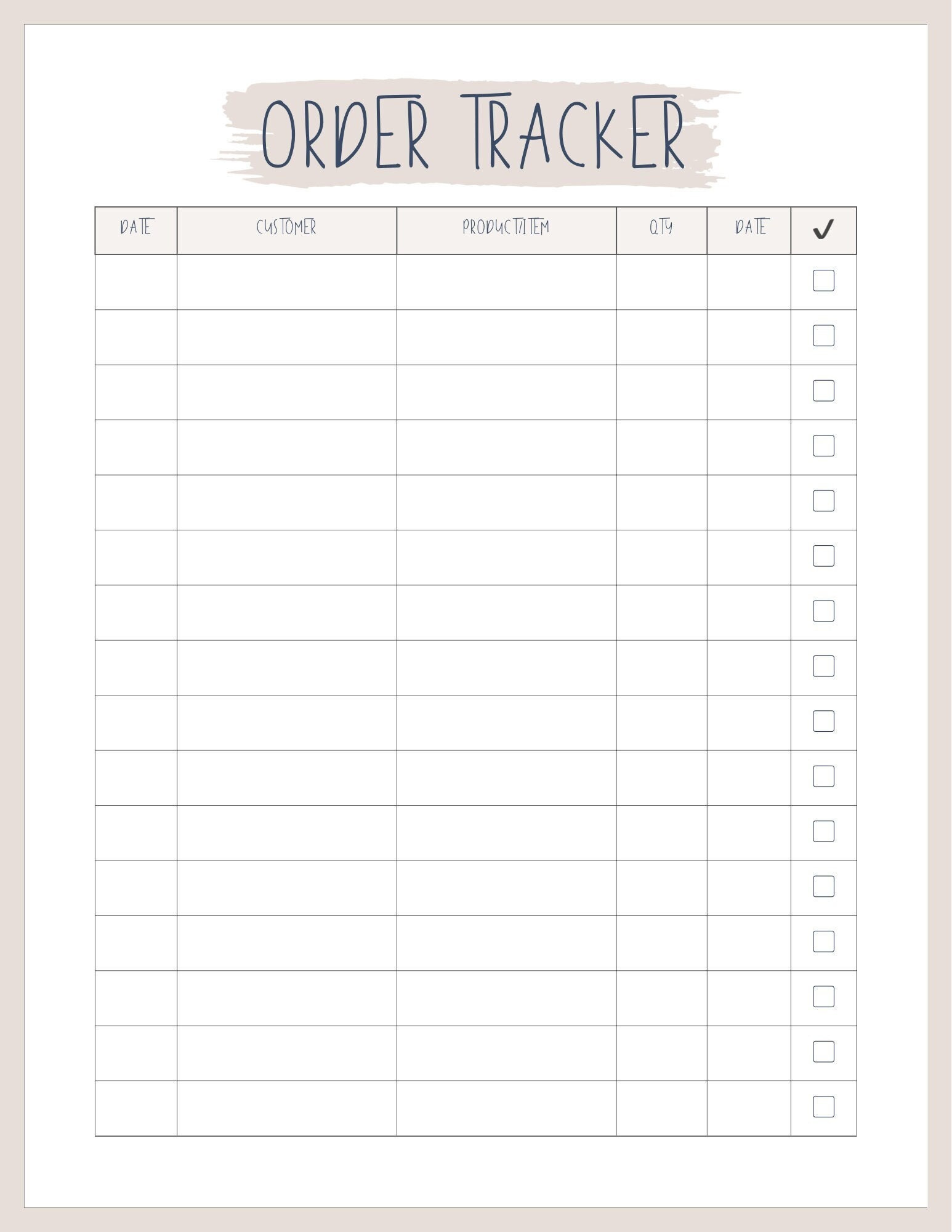 Order Tracker, Order Form, Small Business, Printable - Etsy regarding Printable Order Tracker Template