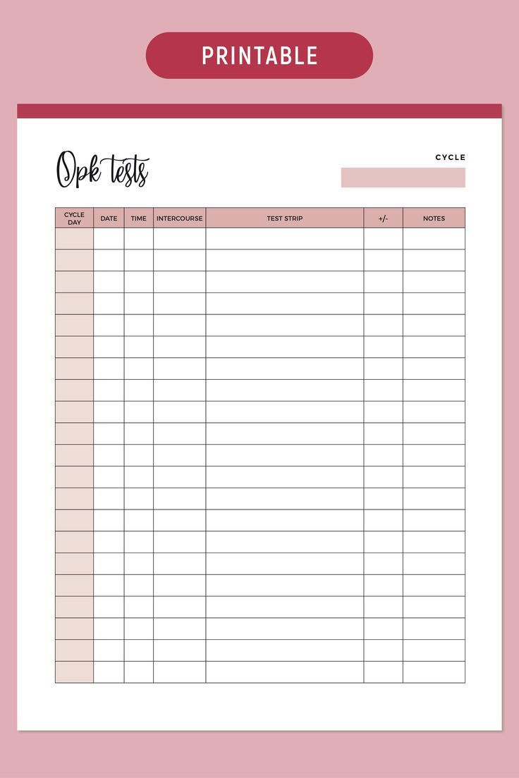 Ovulation Planner Template regarding Ovulation Tracking Chart Printable