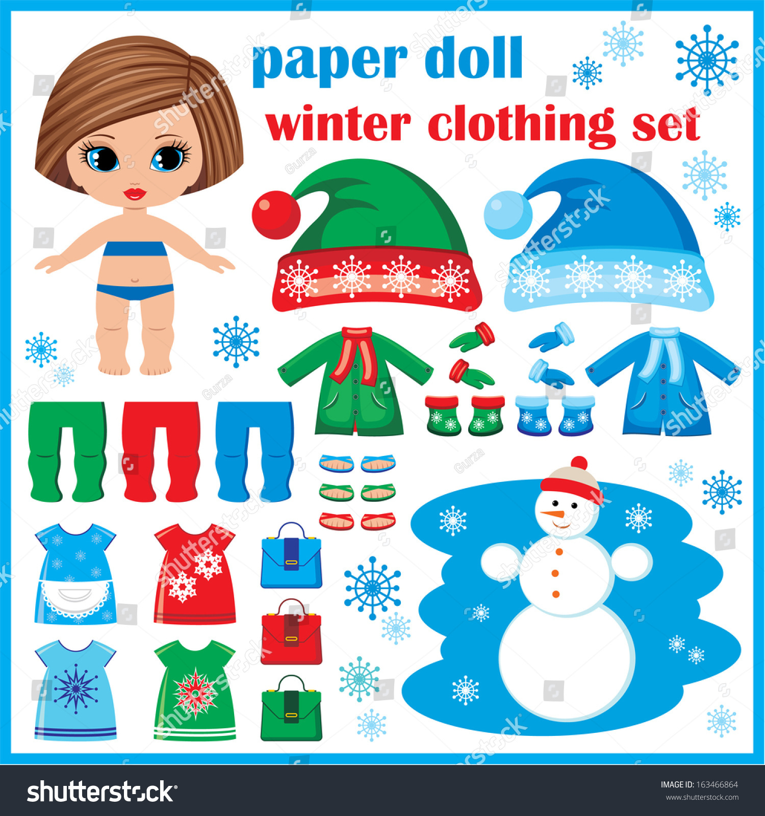Paper Doll Winter Clothes Set Vector Stock Vector (Royalty Free pertaining to Paper Doll Winter Clothes Printable