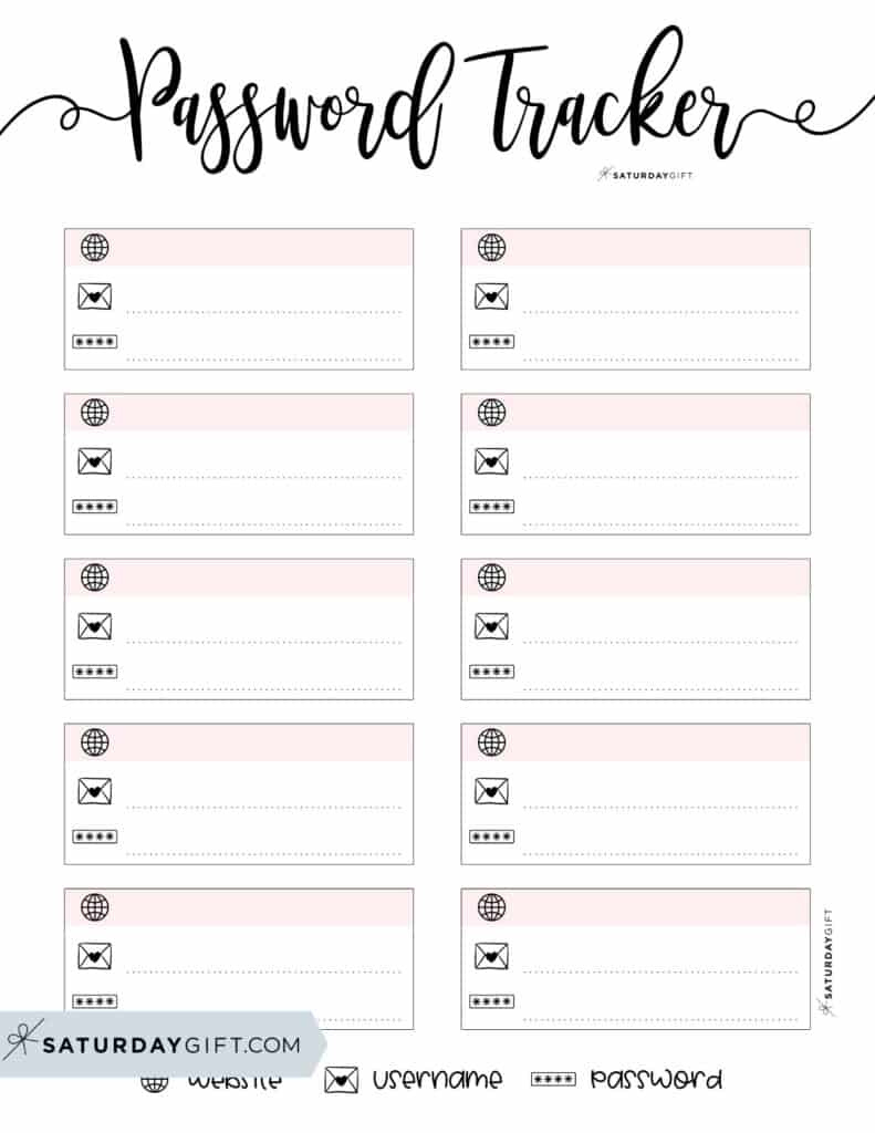 Password Tracker Printable - 15 Cute &amp;amp; Free Password Keepers within Pdf Free Printable Password Tracker