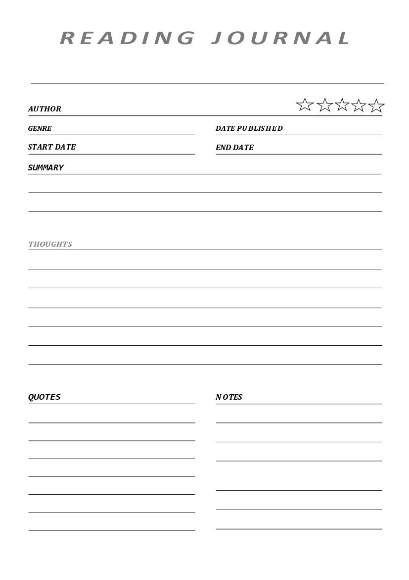 Printable Blank Reading Log Template Pdf | Reading Tracker in Printable Reading Log with Summary