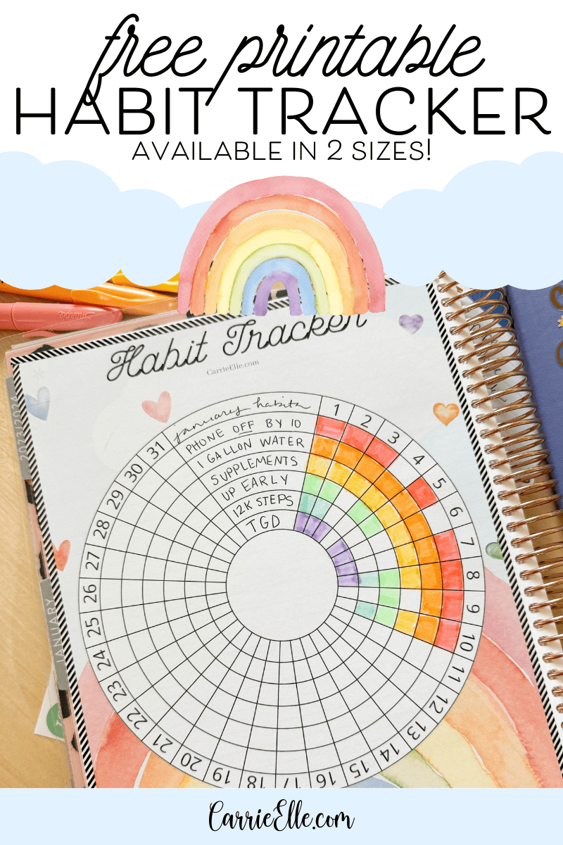 Printable Circular Habit Tracker | Rainbow Design - Carrie Elle in Circular Habit Tracker Printable