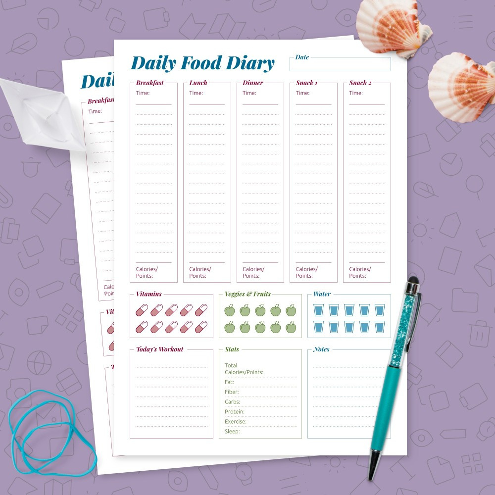 Printable Food Diary Templates - Download Printable Pdf | Printsbery in Free Printable Diet Tracker