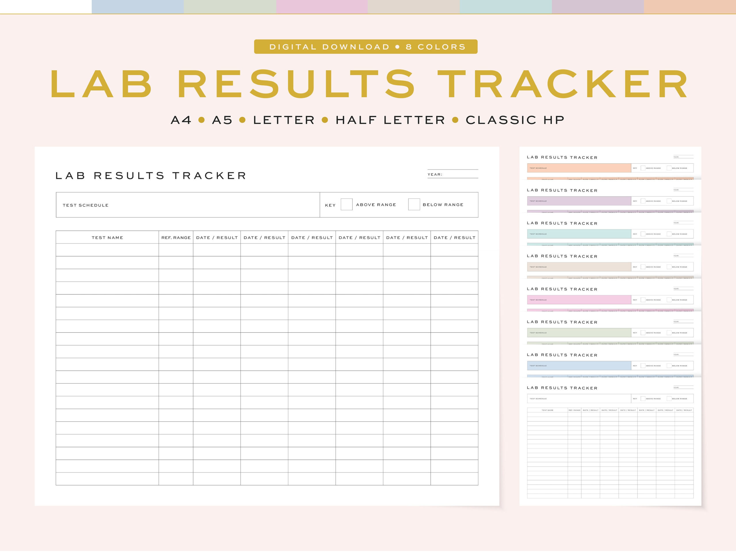 Printable Lab Results Tracker | Medical Records Chart (Digital intended for Printable Lab Tracking Form