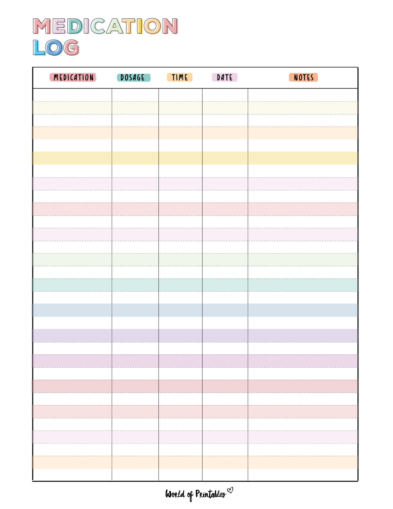 Printable Medication Log with regard to Free Printable Medicine Tracking Chart