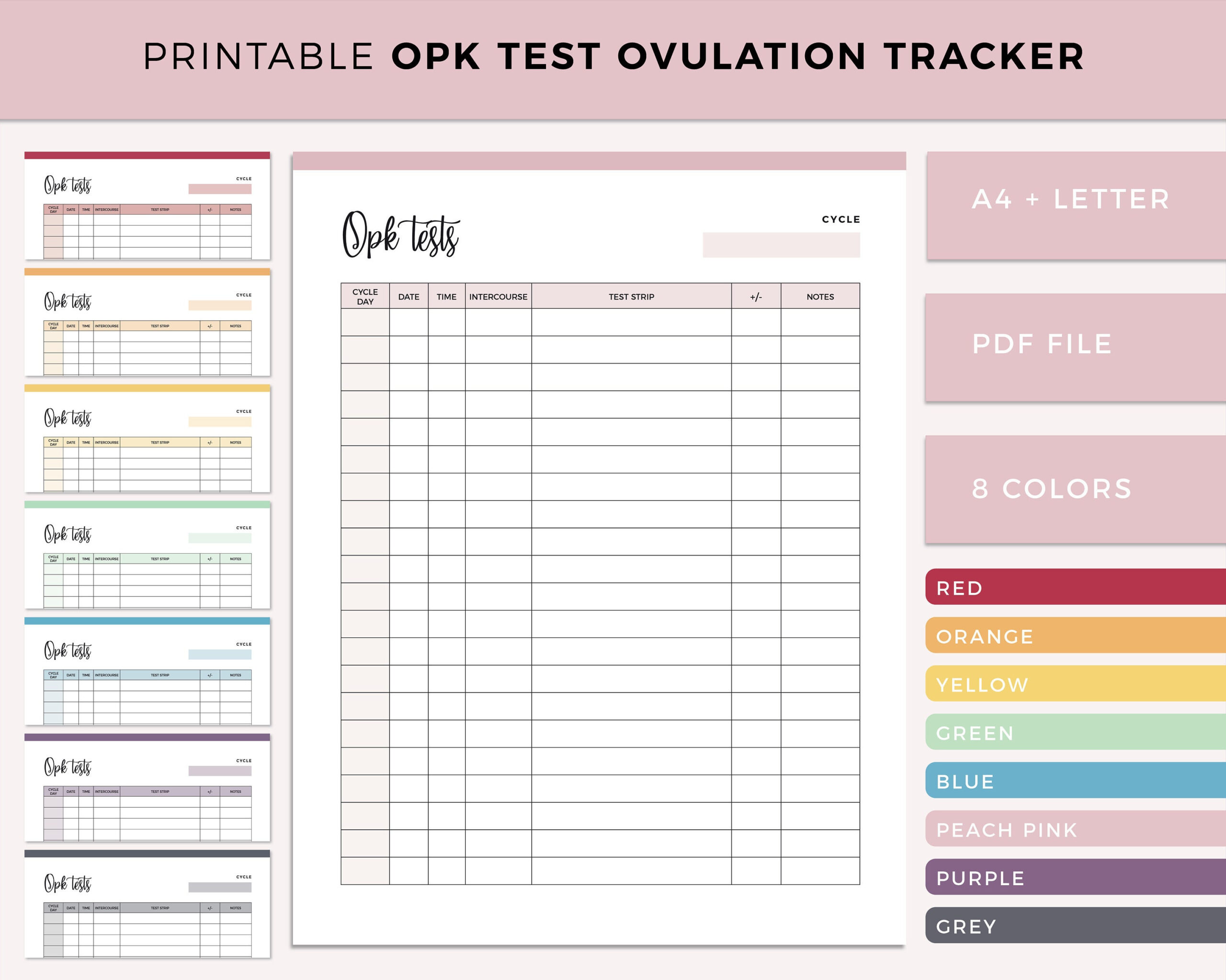 Printable Opk Test Sheet, Ovulation Tracker, Fertility Planner throughout Ovulation Tracking Chart Printable