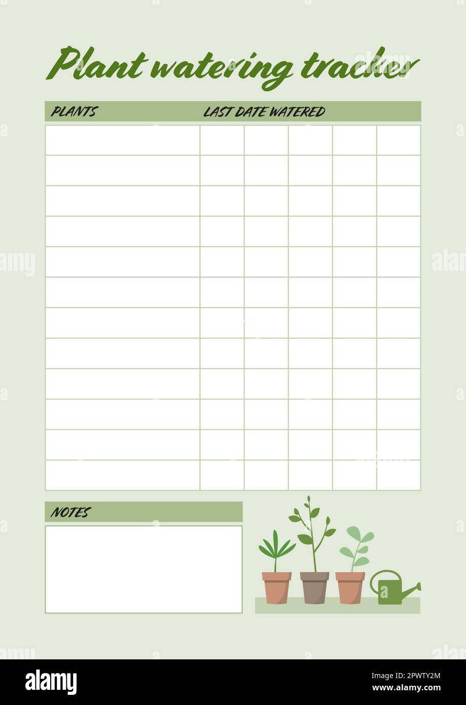 Printable Plant Watering Tracker. A5 Sized Template For Houseplant regarding Plant Watering Tracker Printable