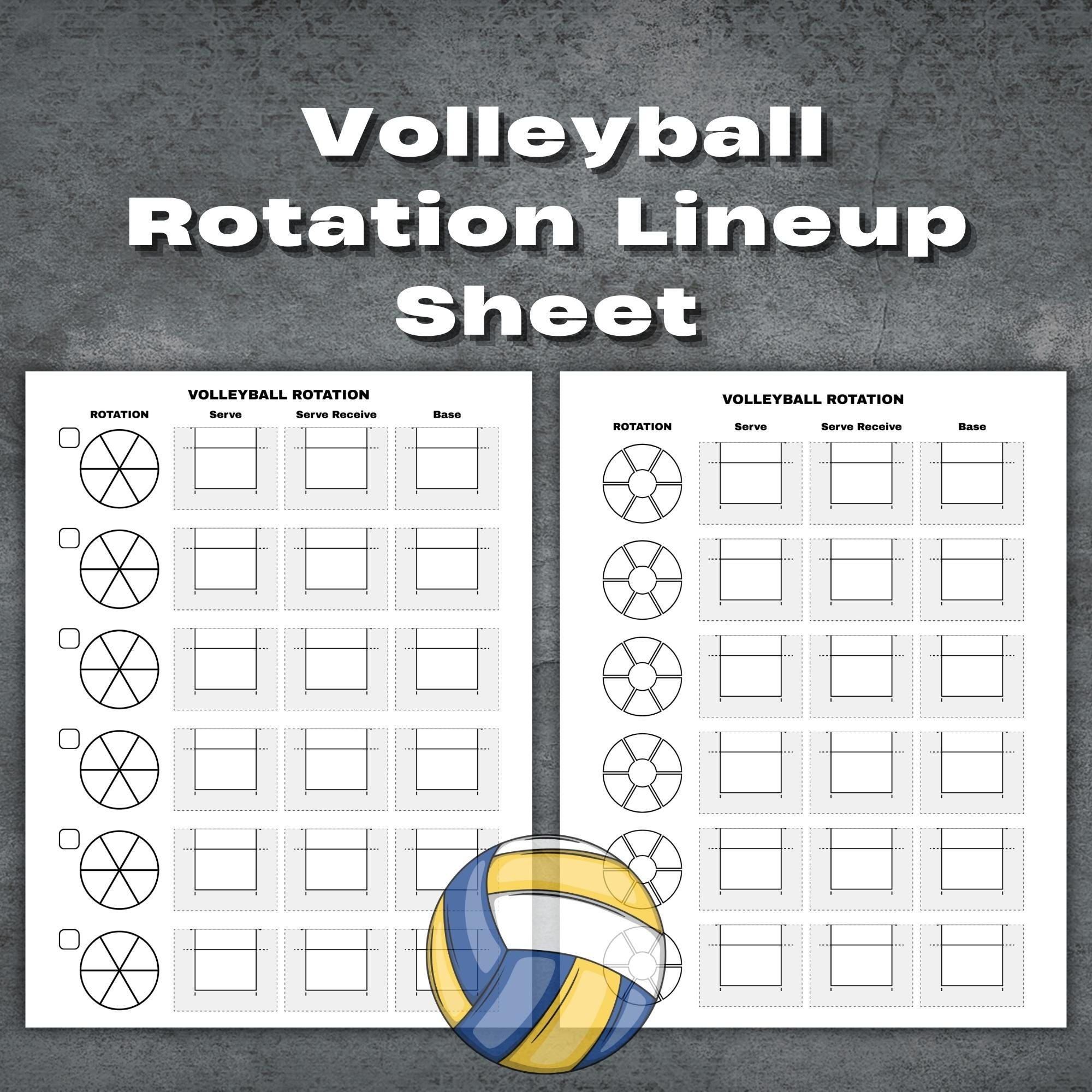 Printable Volleyball Rotation Sheet - Etsy.de with Volleyball Rotation Tracker Printable