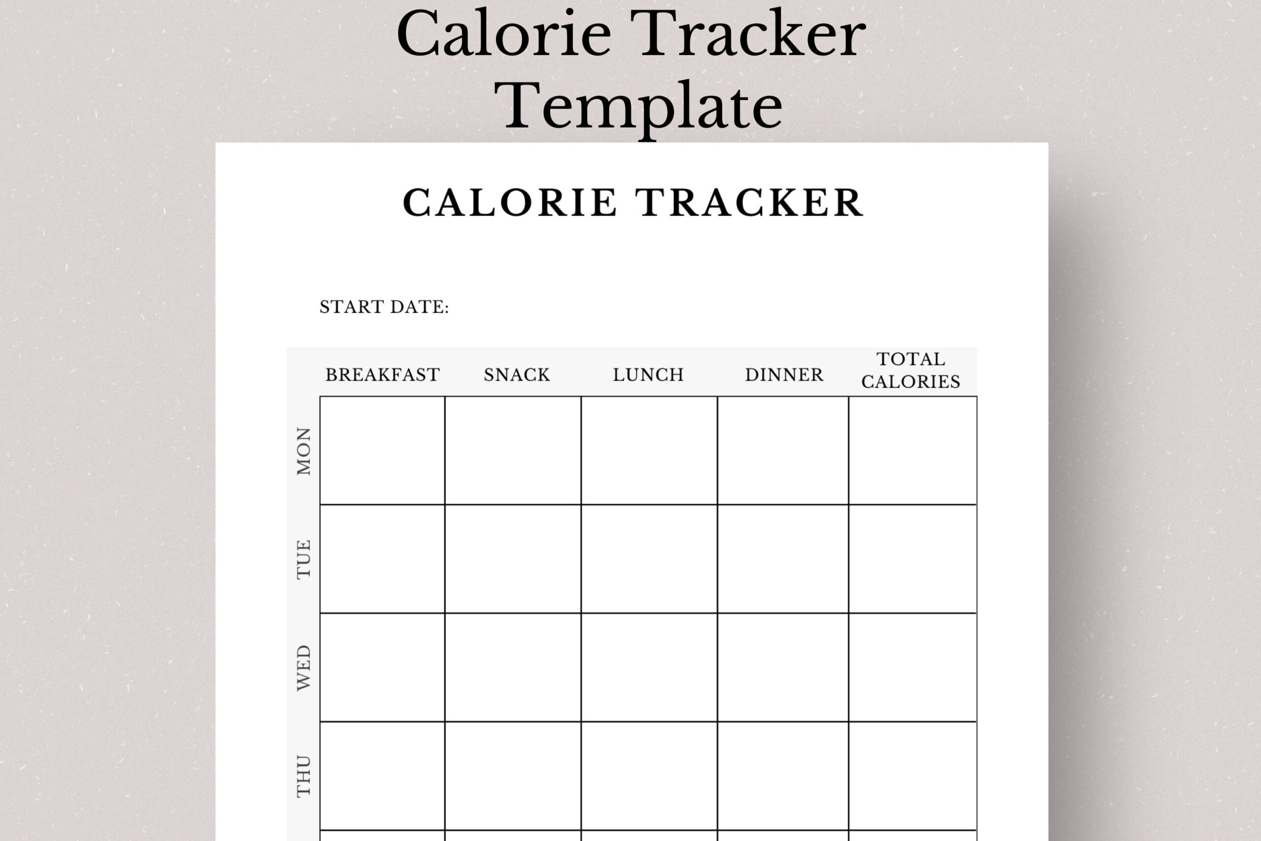 Printable Weekly Calorie Tracker, Food Planner (Digital Download with Weekly Calorie Tracker Printable