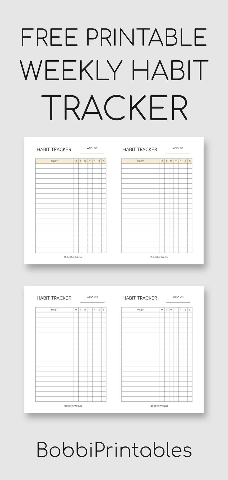 Printable Weekly Habit Tracker intended for Habit Tracker Printable Weekly