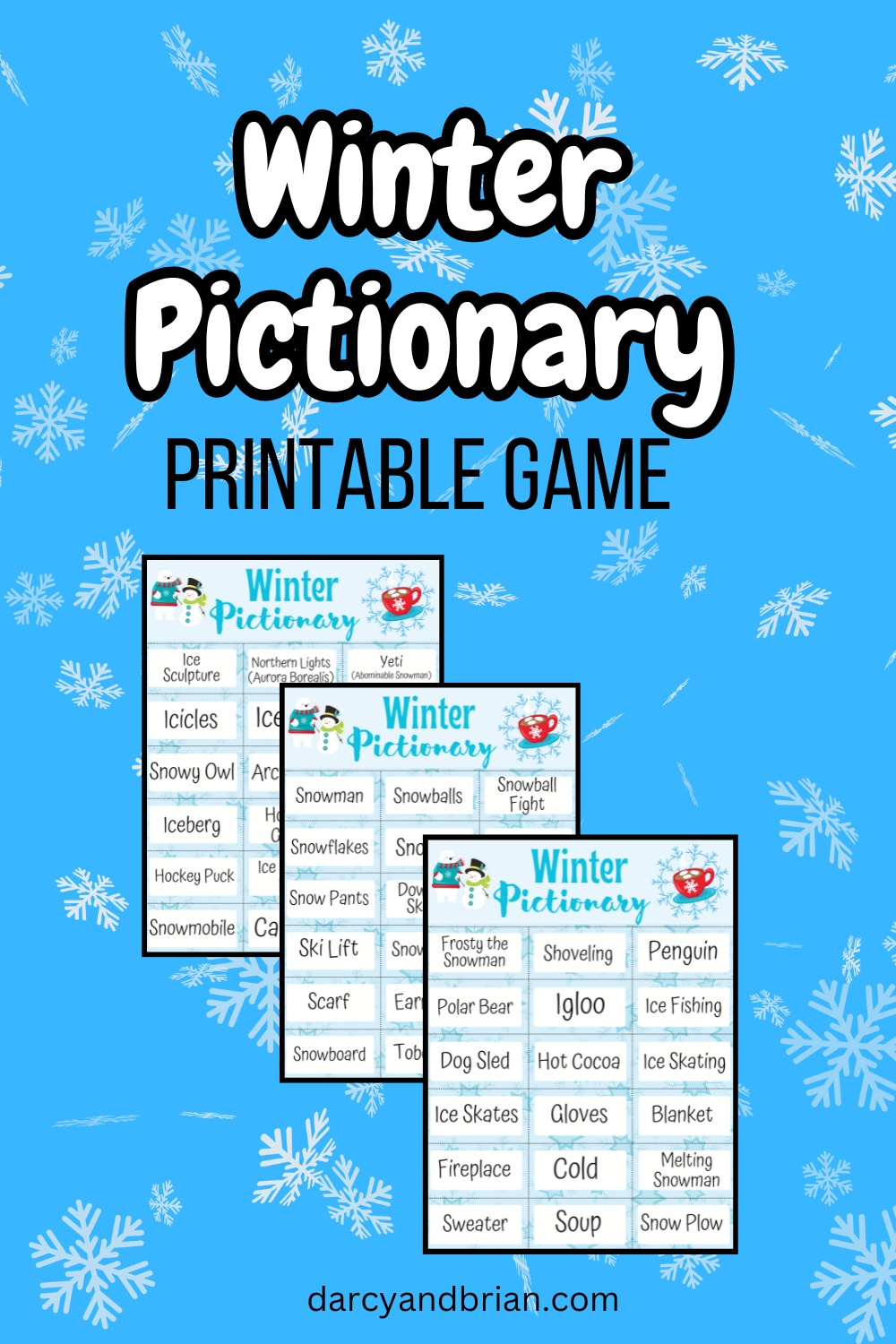 Printable Winter Pictionary Word List | Fun Draw &amp;amp; Guess Game throughout Winter Pictionary Word List Printable