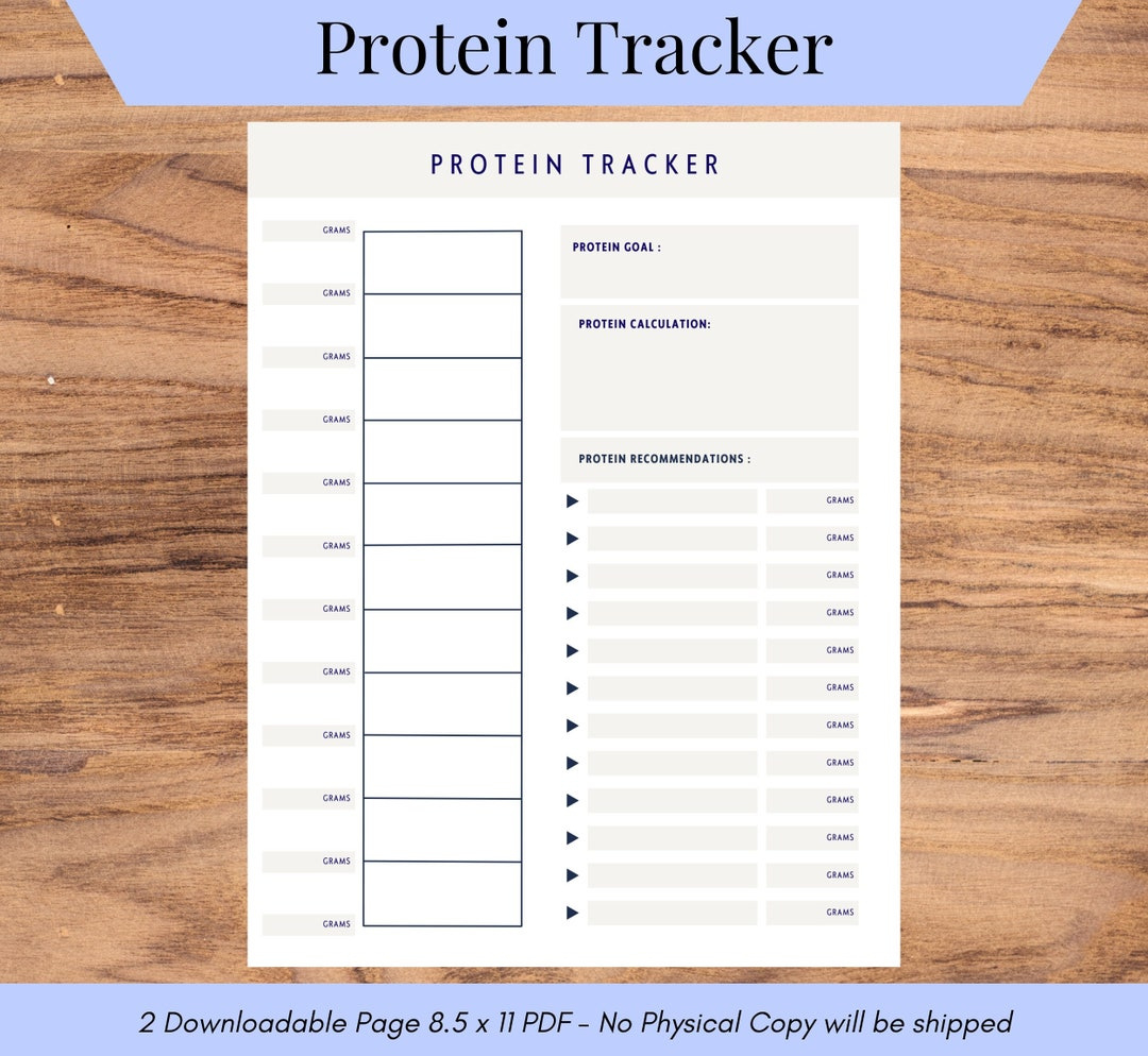 Protein Tracker, Gesundheit Und Ernährung, - Etsy.de intended for Free Printable Protein Tracker