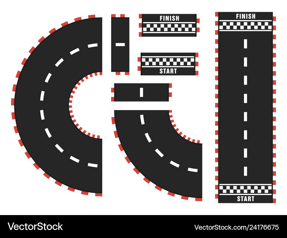 Race Track With Start And Finish Lines – Lizenzfreie Vektorgrafik pertaining to Printable Race Track