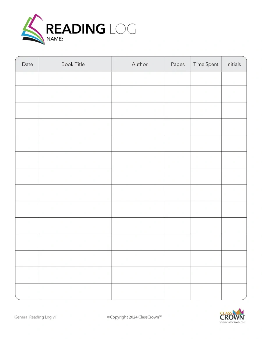 Reading Log: November - Free Reading Charts | Classcrown regarding November Reading Log Printable