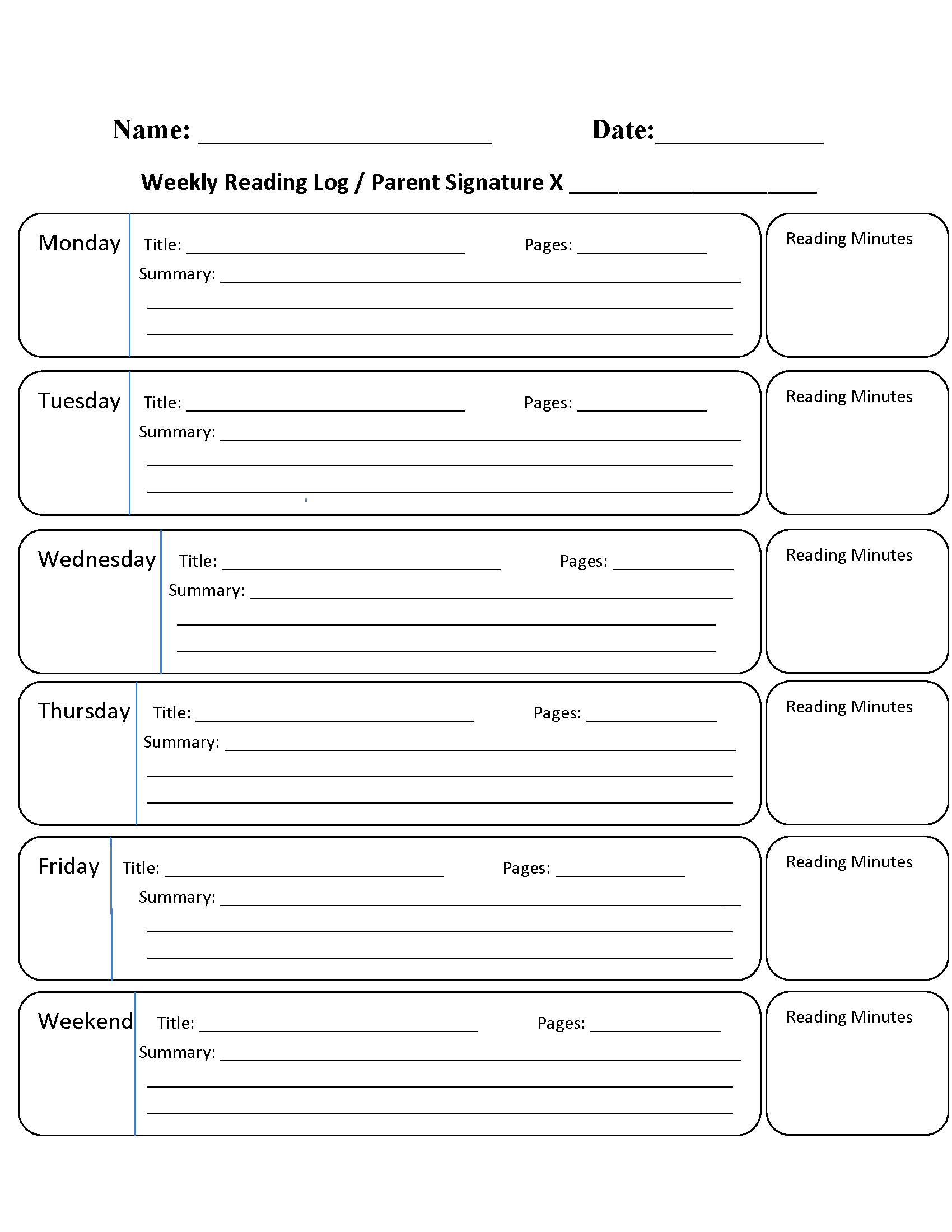 Reading Log Worksheets | Weekly Reading Log With Summary regarding Printable Reading Log With Summary