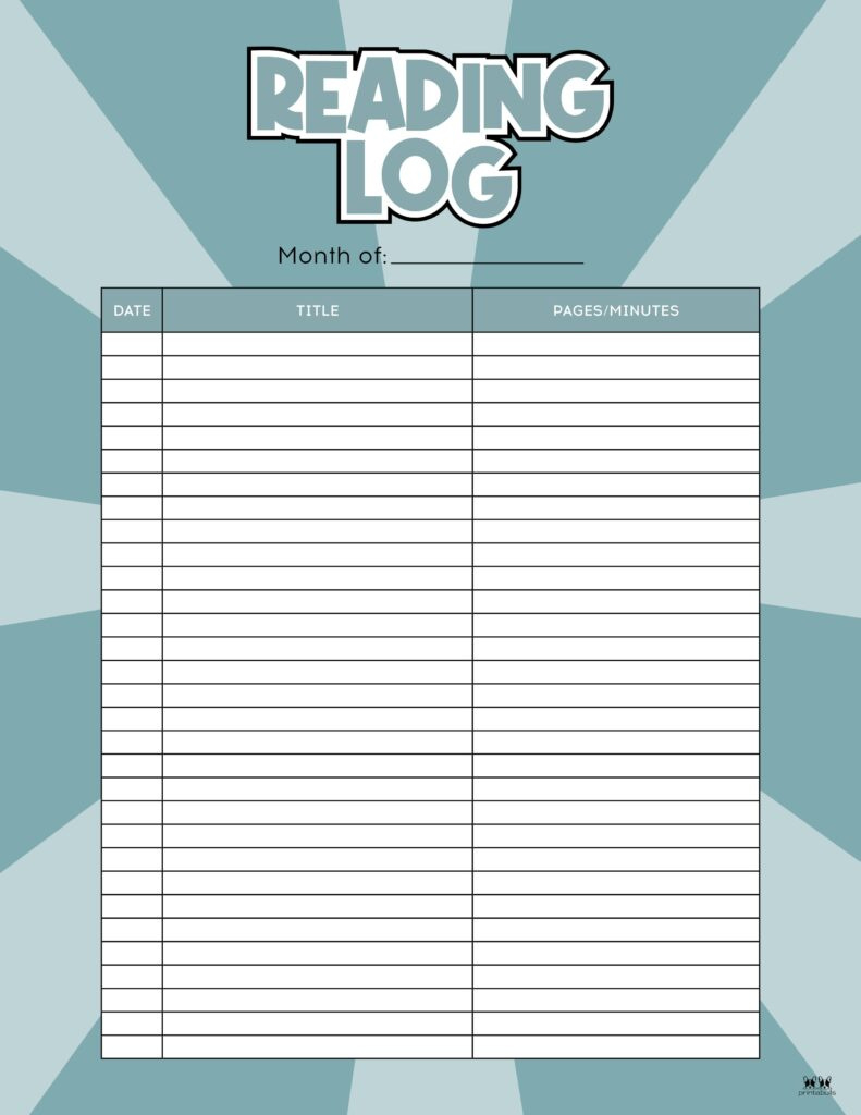 Reading Logs - 21 Free Printables | Printabulls intended for Free Printable Monthly Reading Logs