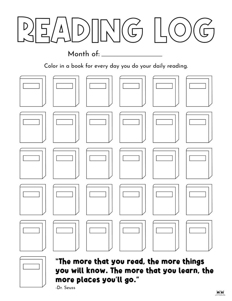 Reading Logs - 21 Free Printables | Printabulls intended for Monthly Reading Log Printable Free