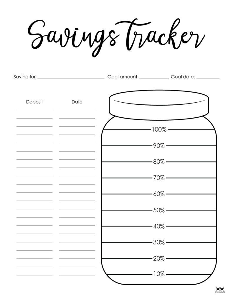 Savings Trackers - 27 Free Printables | Printabulls throughout Money Goal Tracker Printable