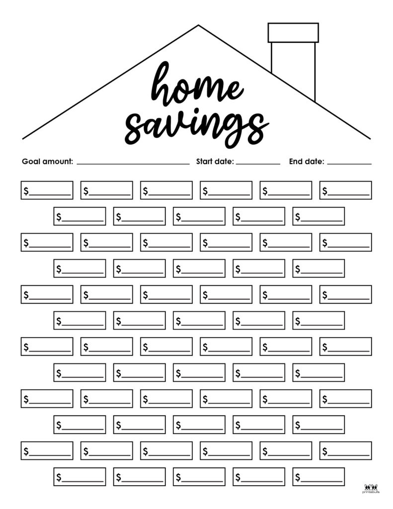 Savings Trackers - 34 Free Printables | Printabulls pertaining to House Savings Tracker Printable Free
