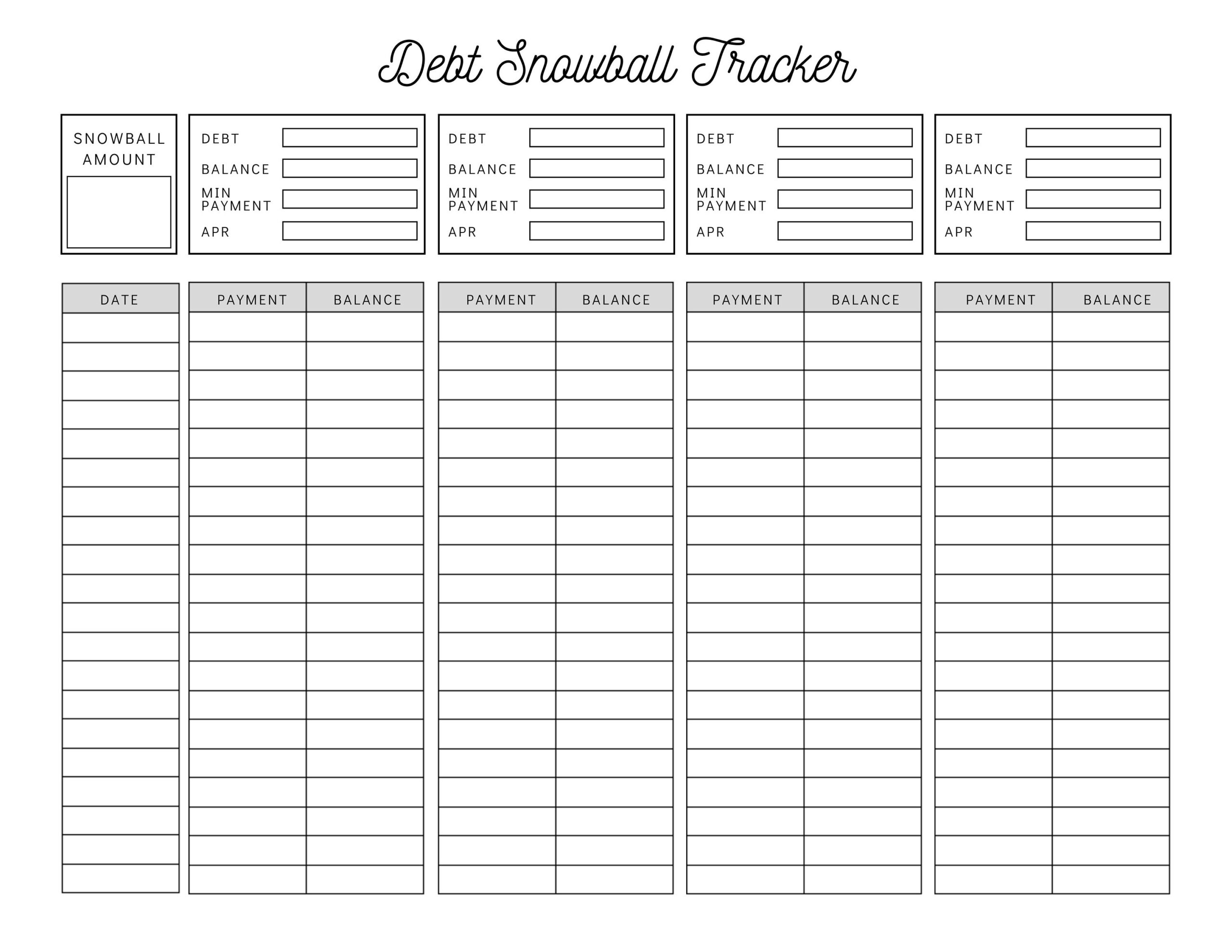 Schuld Schneeball Tracker Printable | Zahlungs-Arbeitsblatt | Debt with Free Debt Tracker Printable