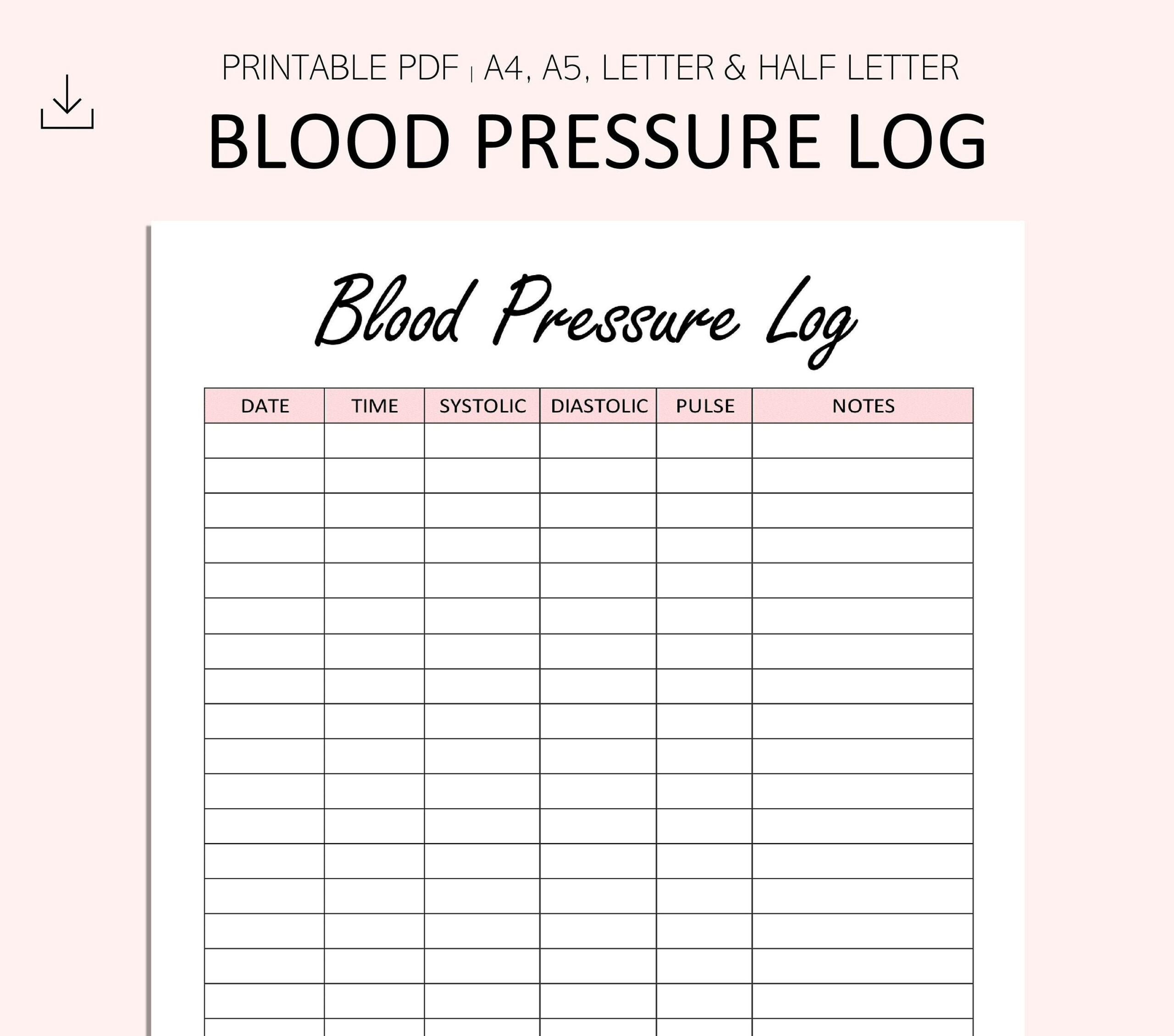 Shop Blood Pressure Tracker 2026 Blood Pressure Log Printable High within Printable Blood Pressure Tracker