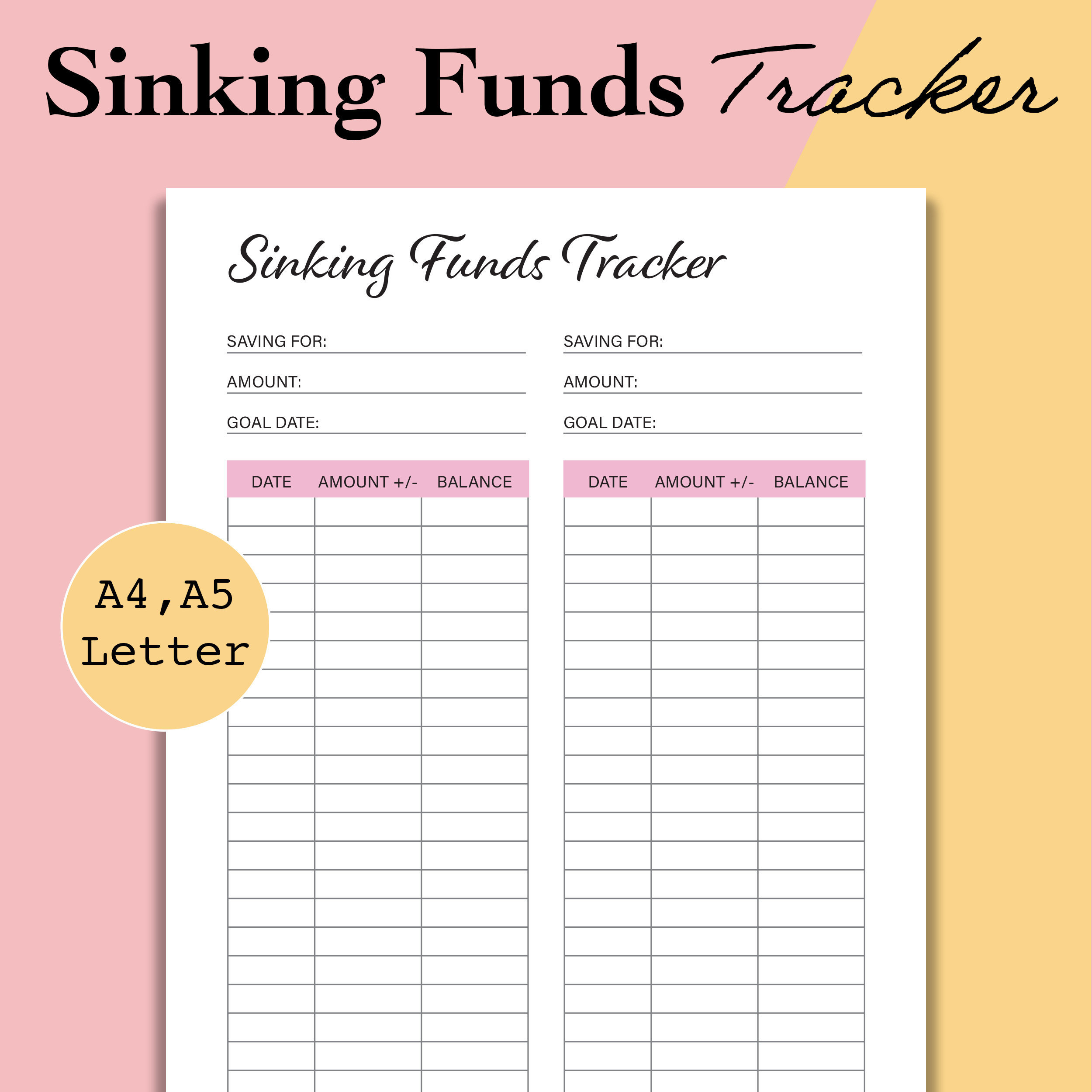 Sinking Funds Tracker Printable, Ersparnis Tracker Vorlage inside Template Sinking Funds Tracker Free Printable
