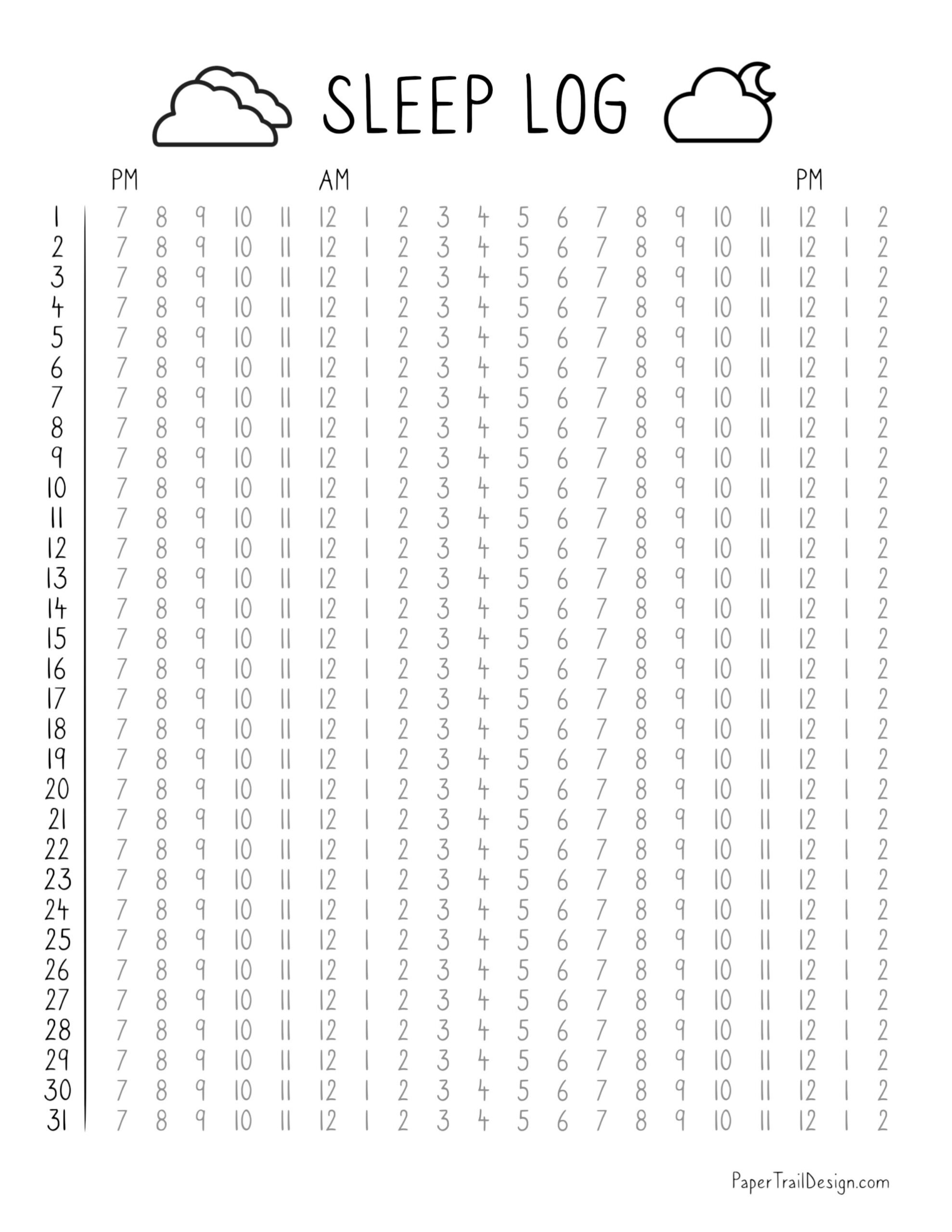 Sleep Log Printable Template - Paper Trail Design with regard to Printable Sleep Tracker Chart