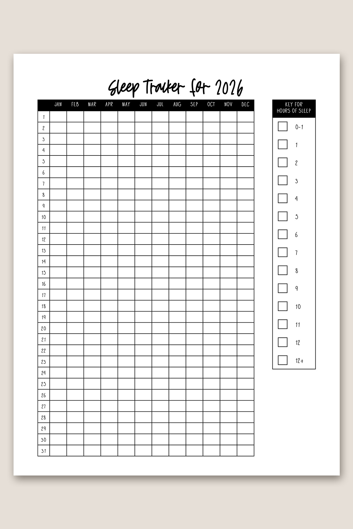 Sleep Tracker Printable And Digital Planner Files for Free Printable Sleep Tracker Printable